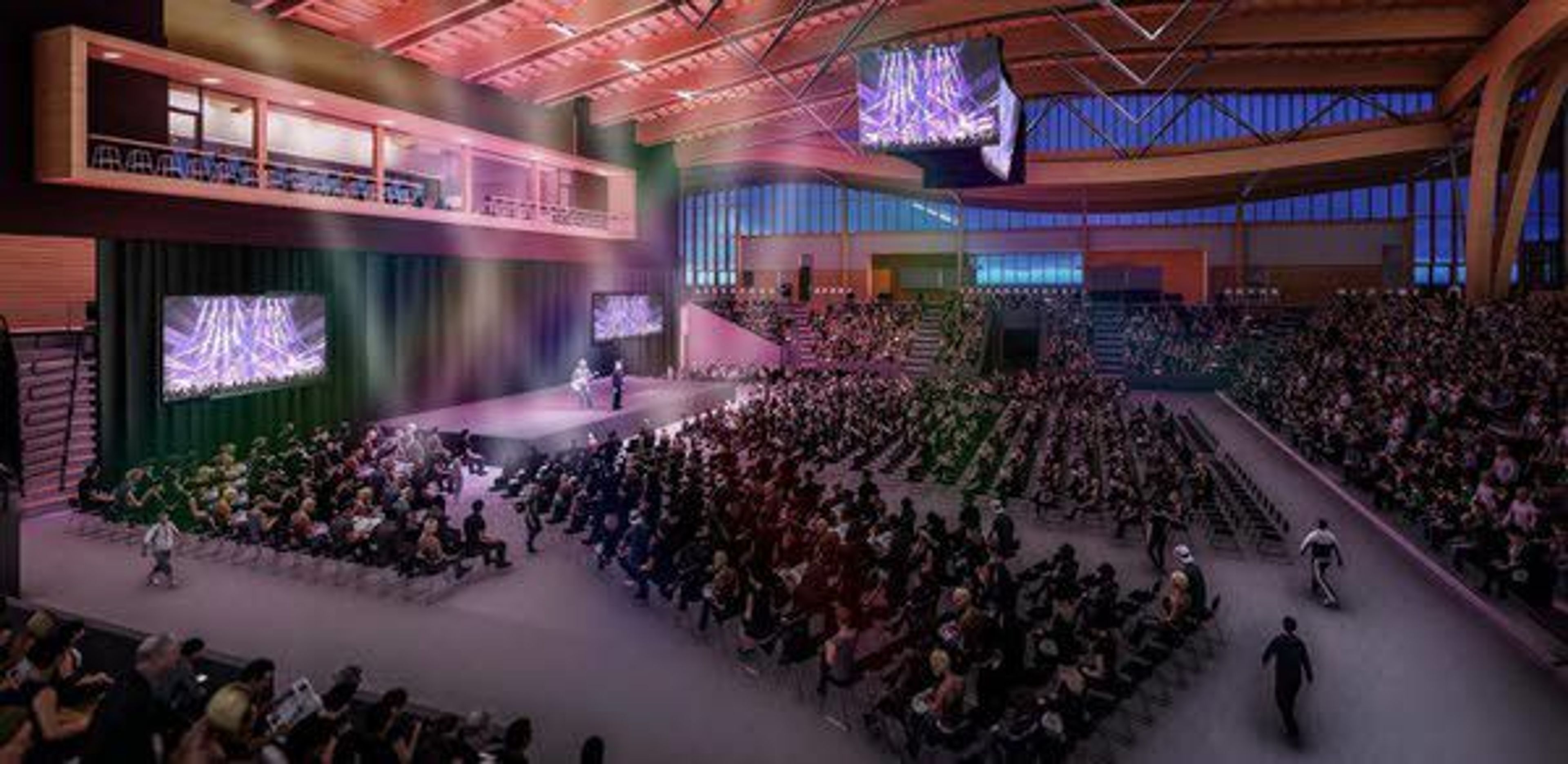 An architect rendering of the University of Idaho’s Idaho Central Credit Union Arena is shown. The university has raised about $40 million of the roughly $48 million needed to construct the building, which might be completed in time for the 2021-22 basketball season.