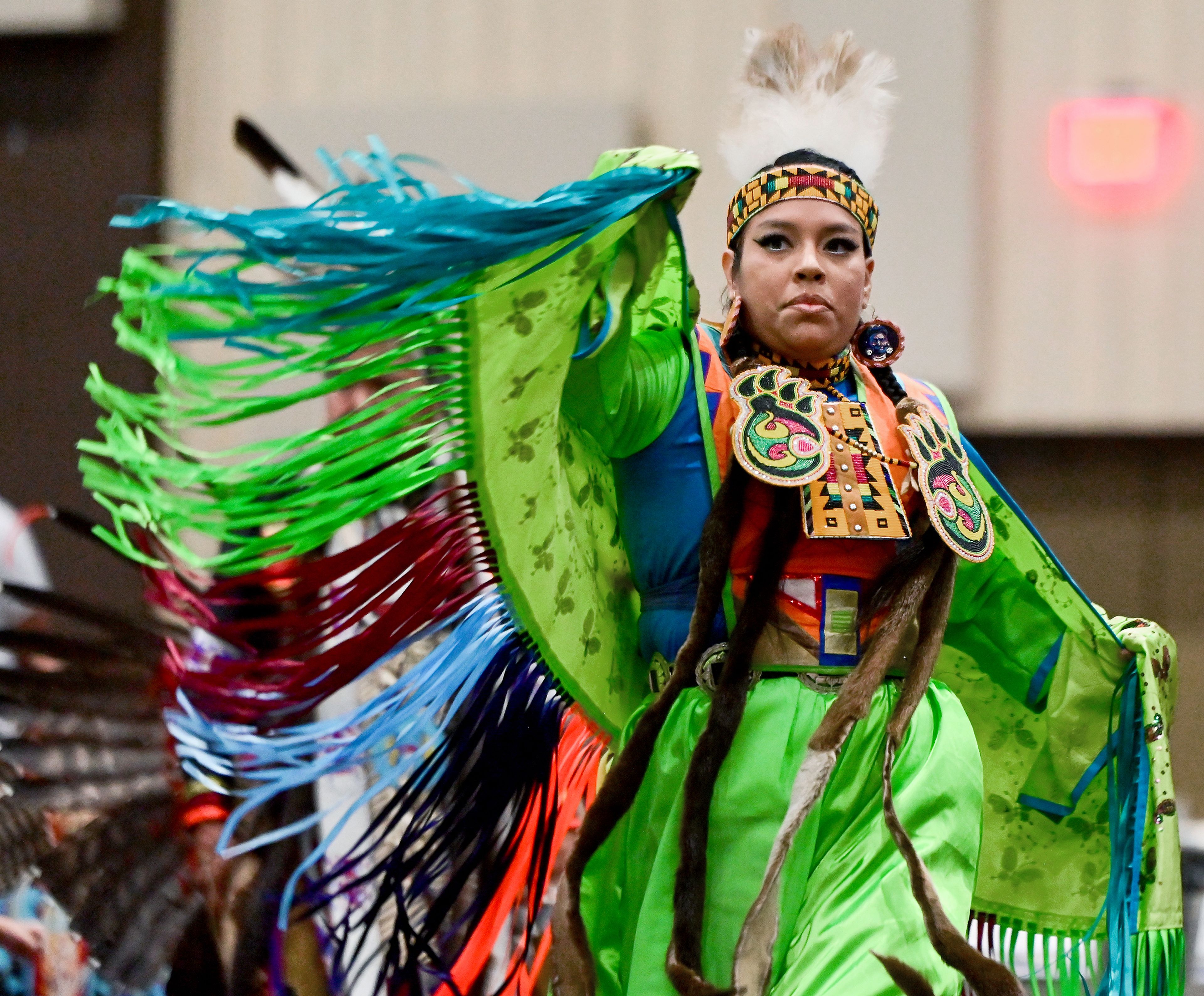 
A head dancer leads a Grand Entry Oct. 12 as part of the Hiitem'waq'iswit Dance for Life powwow at the Clearwater River Casino & Lodge arena in Lewiston last weekend.