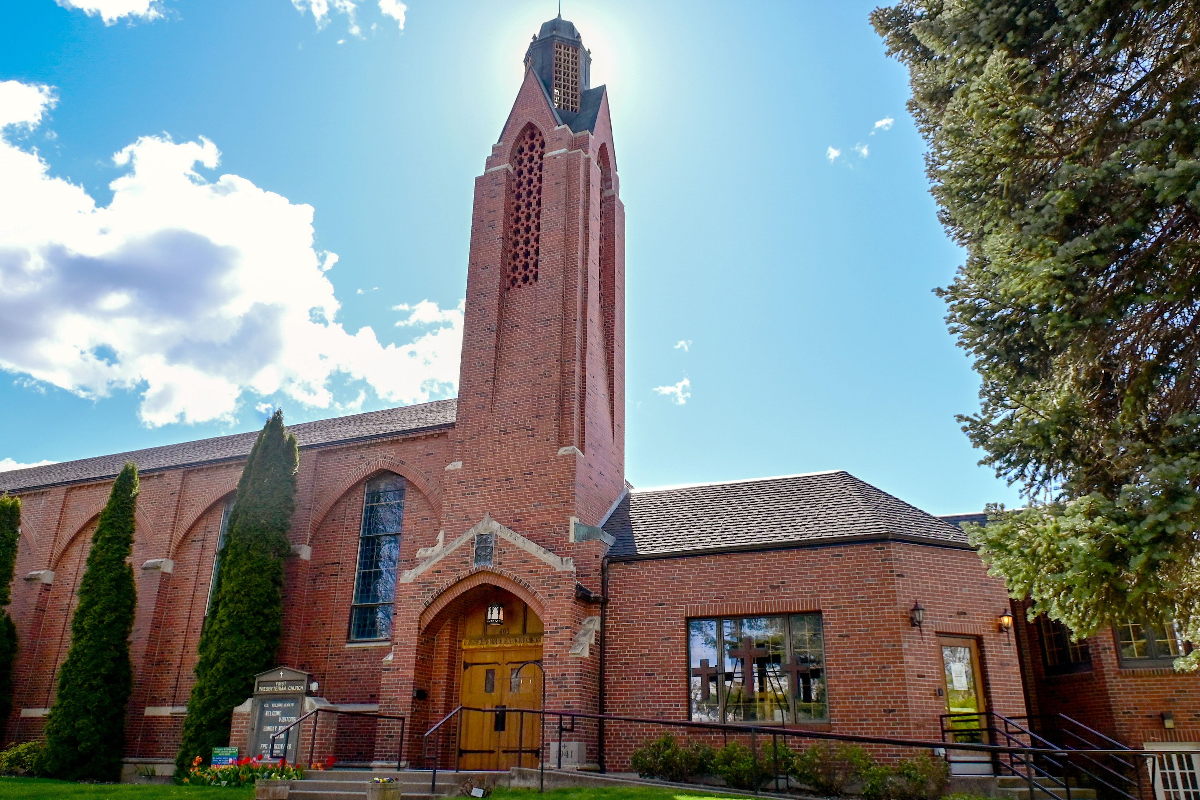 First Presbyterian Church stands along Van Buren Street in Moscow on Wednesday.