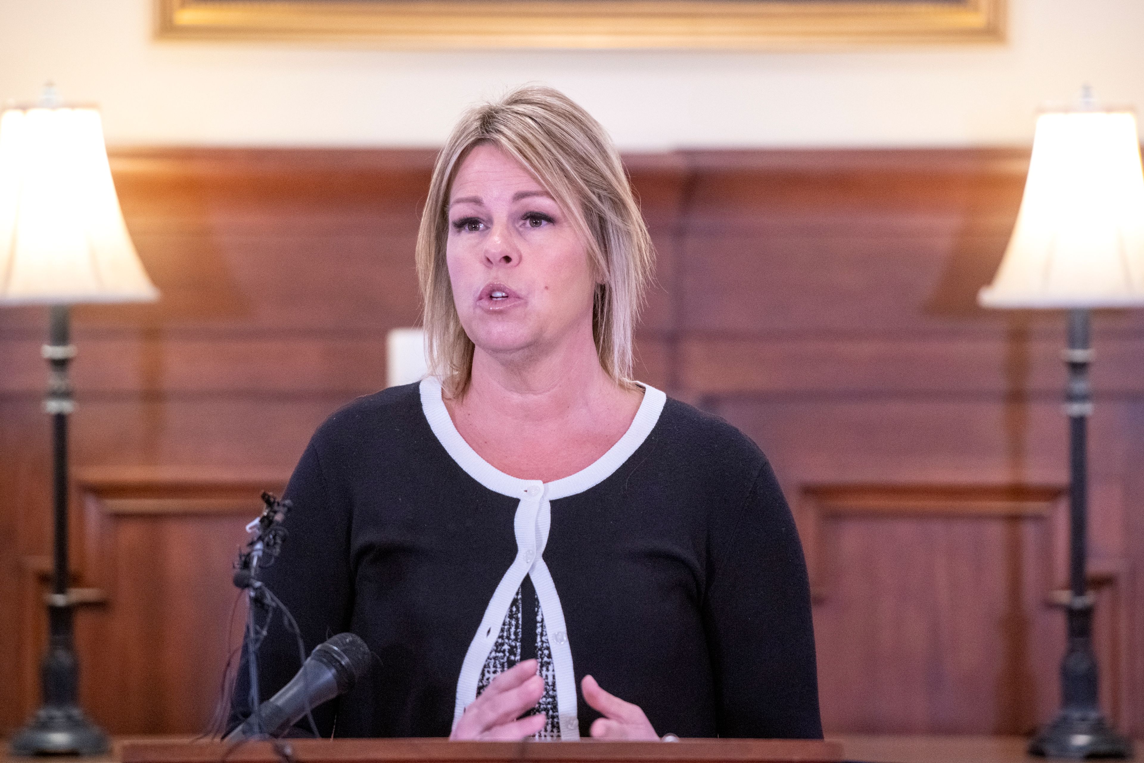 Superintendent of Public Instruction Debbie Critchfield speaks during a press conference to introduce the Parent Advisory Council for the Empowering Parents grant program Monday during a press conference at the Capitol Building in Boise. Superintendent Critchfield will serve as the nonvoting chair of the Parent Advisory Council.