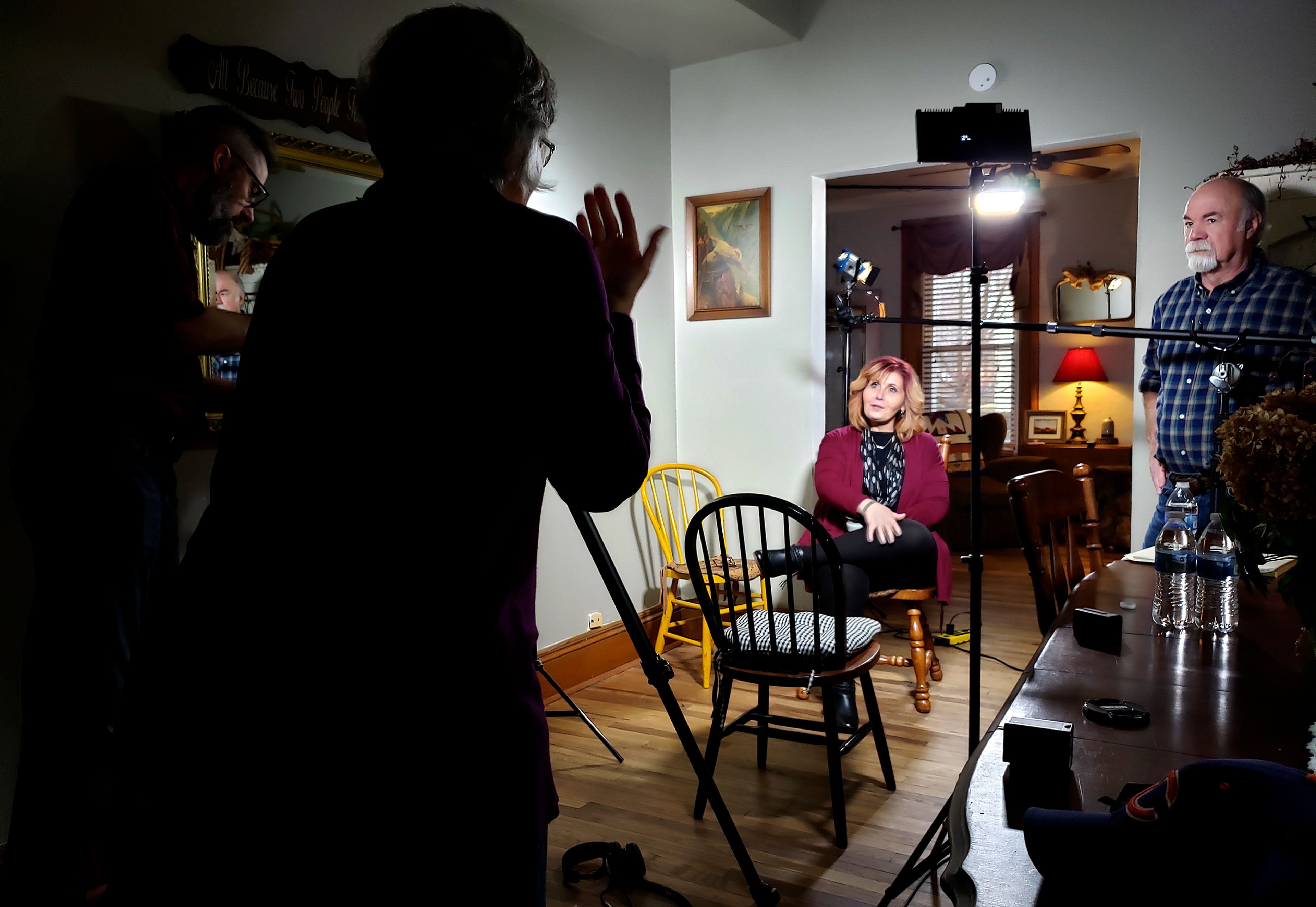 Director Betty Rodgers films at the California Korean War Memorial in Santa Nella for “I Married the War.” The film will be shown at the Kenworthy Performing Arts Centre at 6 p.m. Tuesday.