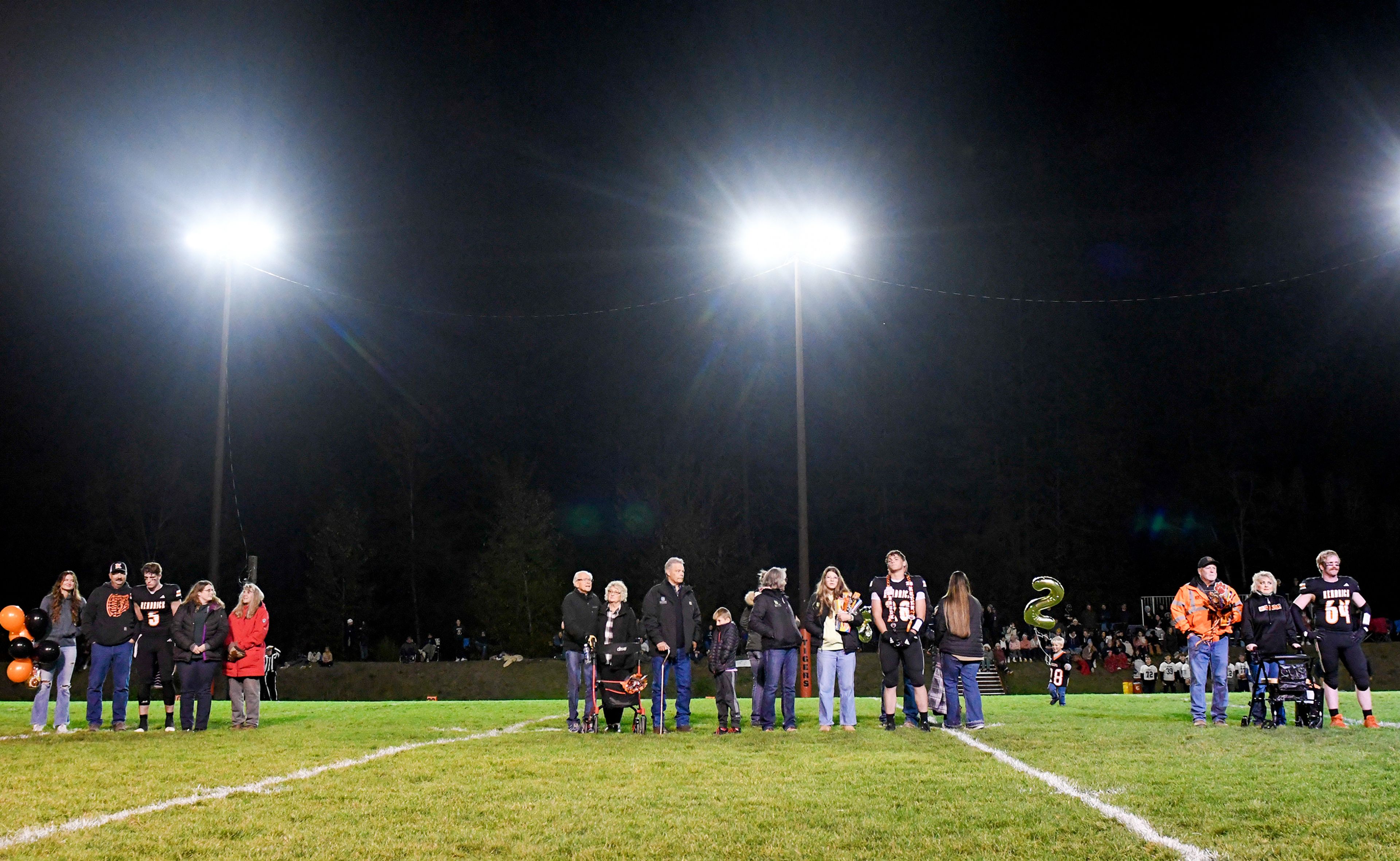 Kendrick seniors take the field with loved ones to be recognized Friday for senior night in Kendrick.,