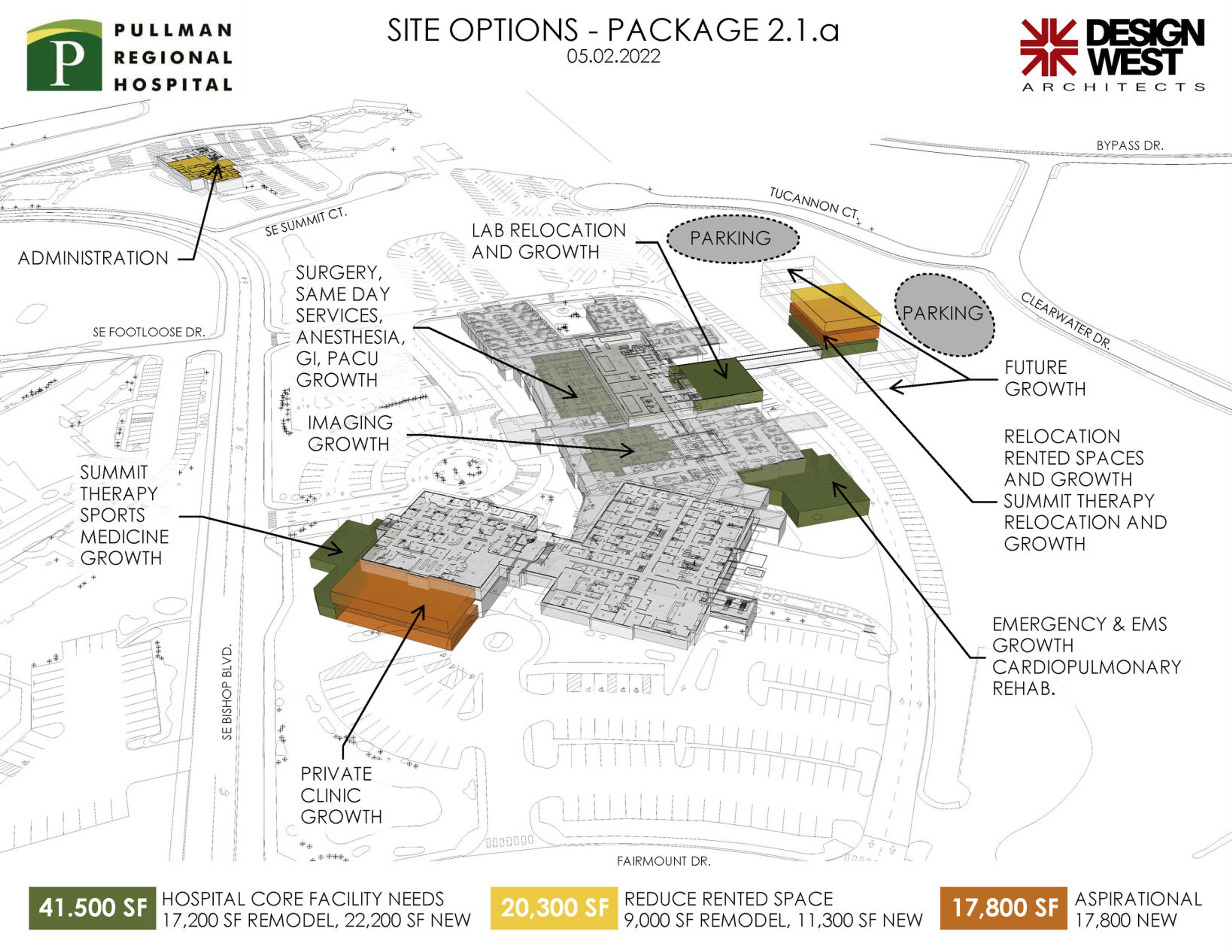 The map shows the expansion that is planned at Pullman Regional Hospital. The expansion is predicated on at $27.5 million bond, which Pullman voters will decide in the general election Nov. 8.