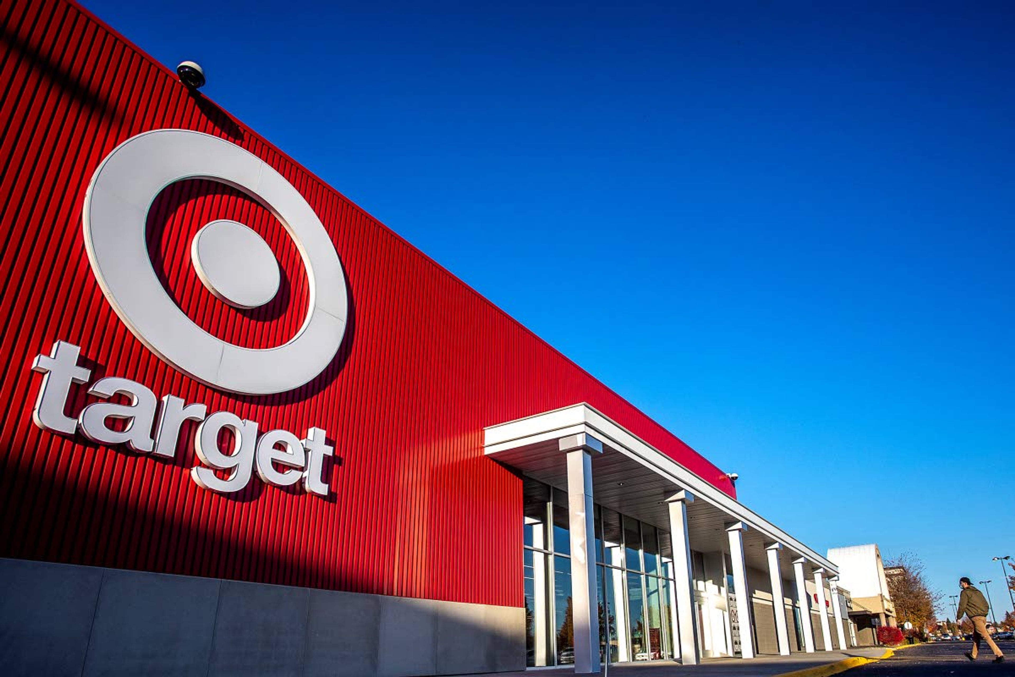 A man walks into the newly opened Target in Moscow on Tuesday as the last slivers of sunlight begin to fade.