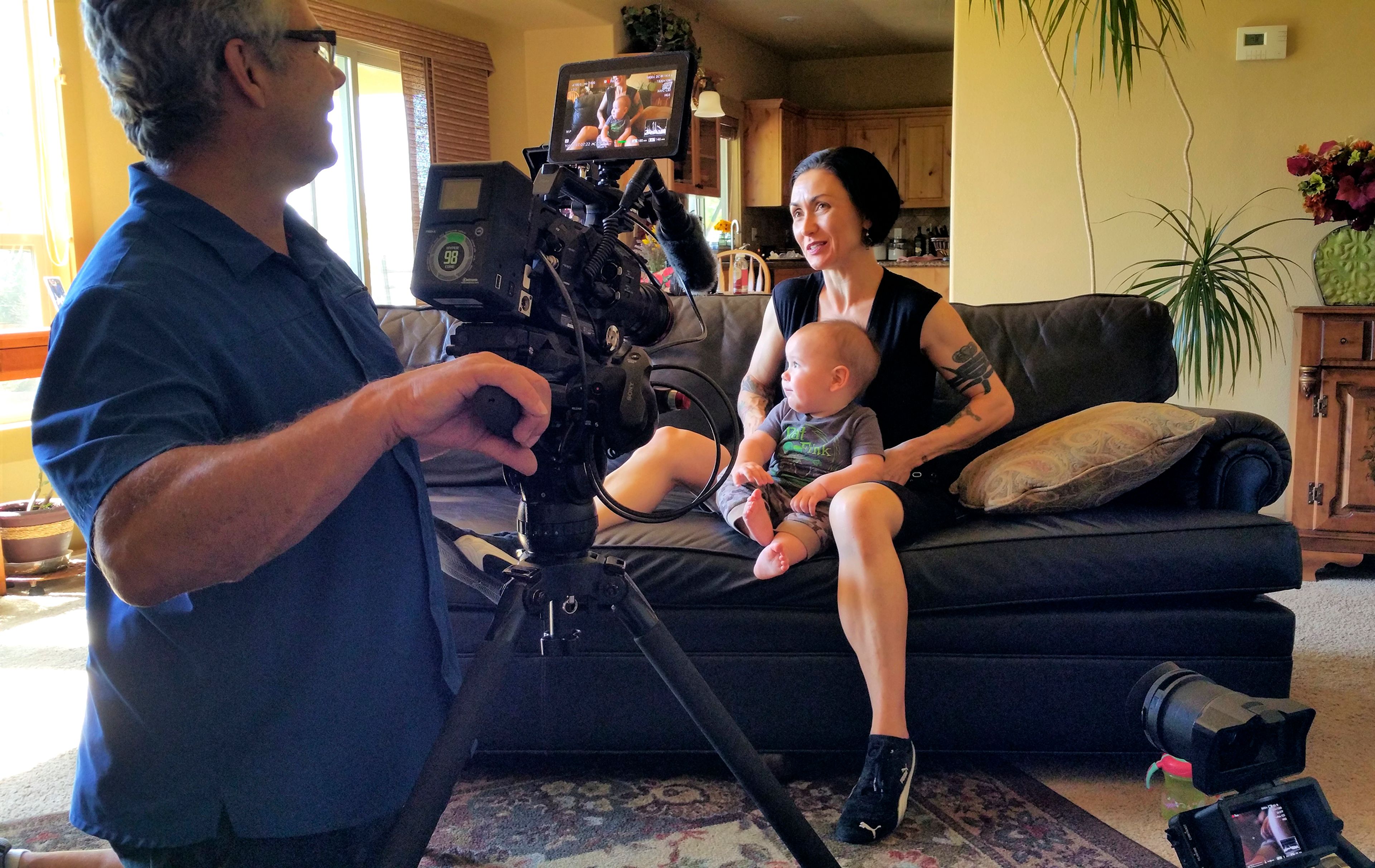 Idaho cinematographer Bill Krumm films Laura Nickel and her son, Lucien, for “I Married the War.”