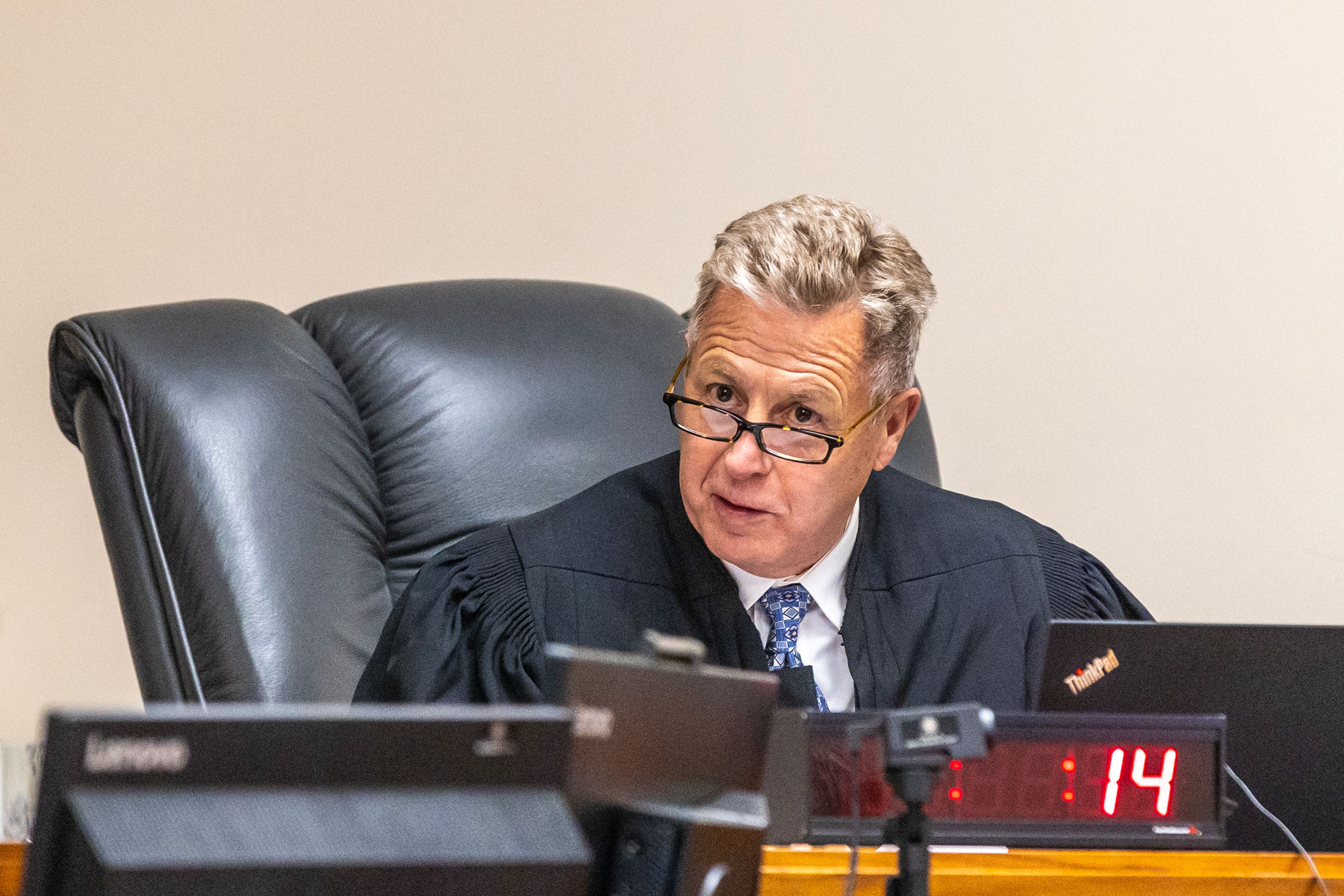 Judge John Judge speaks during a hearing Aug. 18 at the Latah County Courthouse in Moscow.