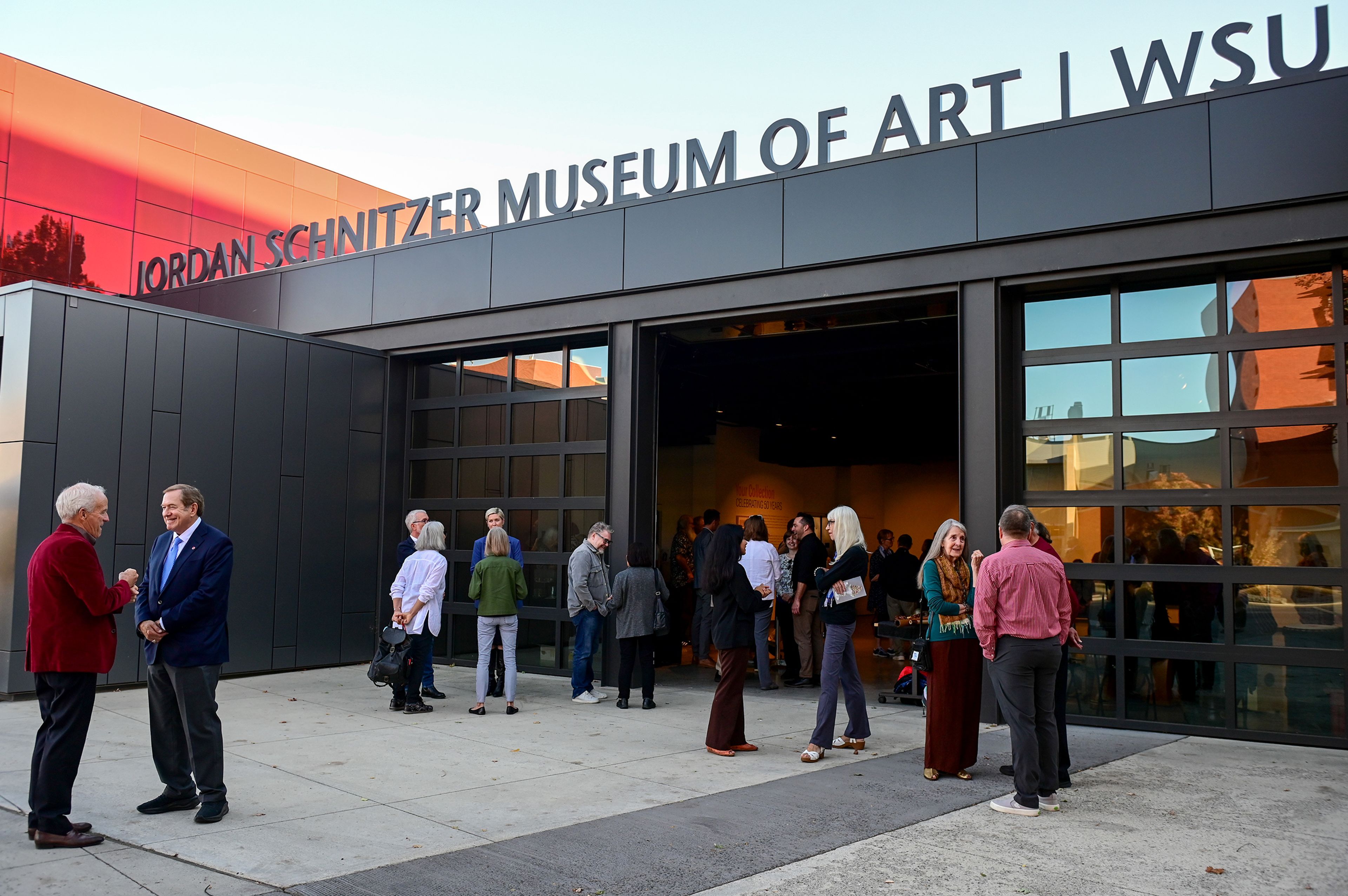 Guest gather at the Jordan Schnitzer Museum of Art at Washington State University to celebrate 50 years since the inception of the universitys art museum Thursday in Pullman.,