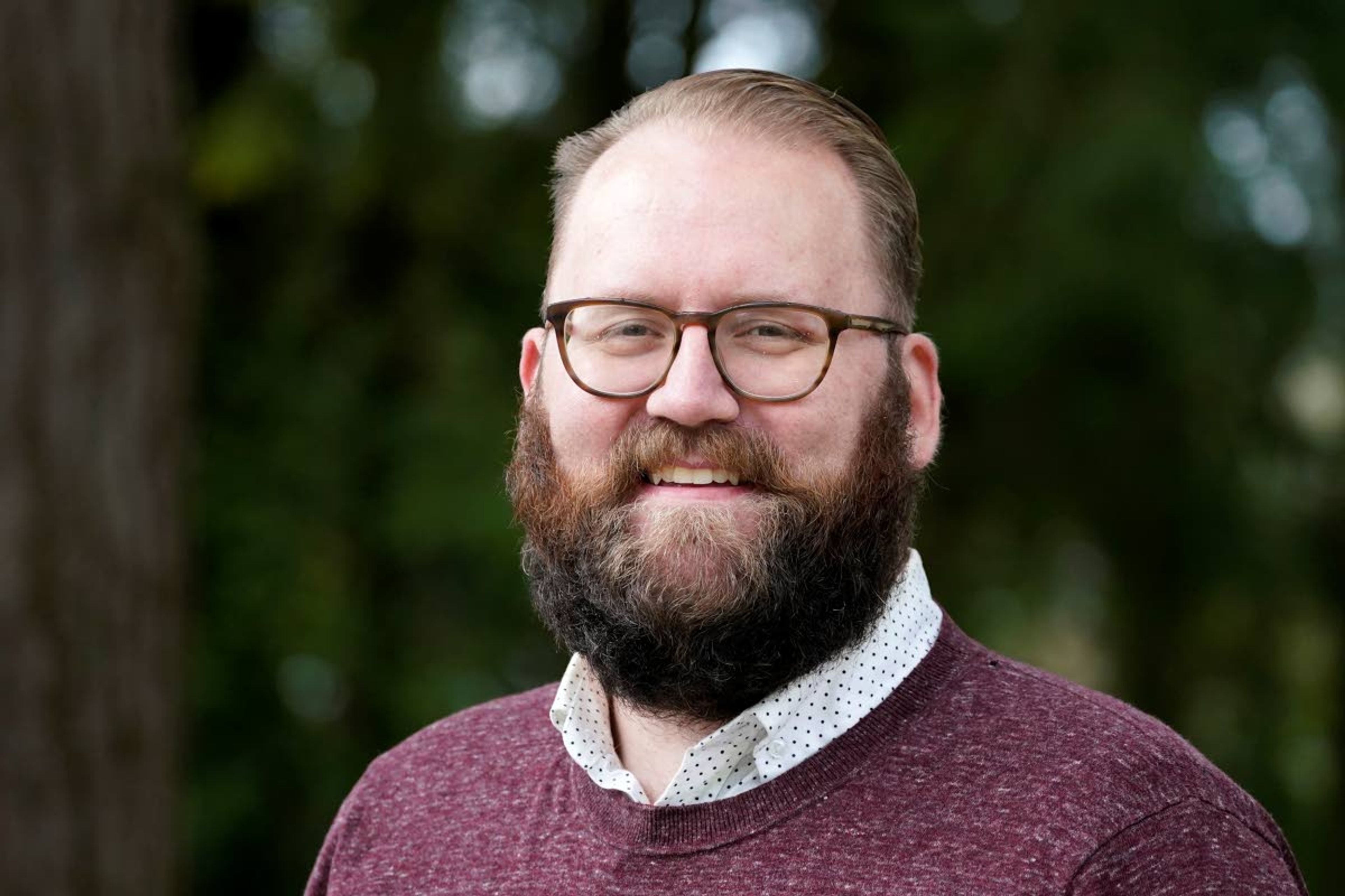 Washington state Sen. Marko Liias, D-Lynnwood, a candidate for lieutenant governor, poses for a photo Monday, Oct. 19, 2020, in Lynnwood, Wash. Liias is running against U.S. Rep. Denny Heck, D-Wash., for the position. (AP Photo/Elaine Thompson)