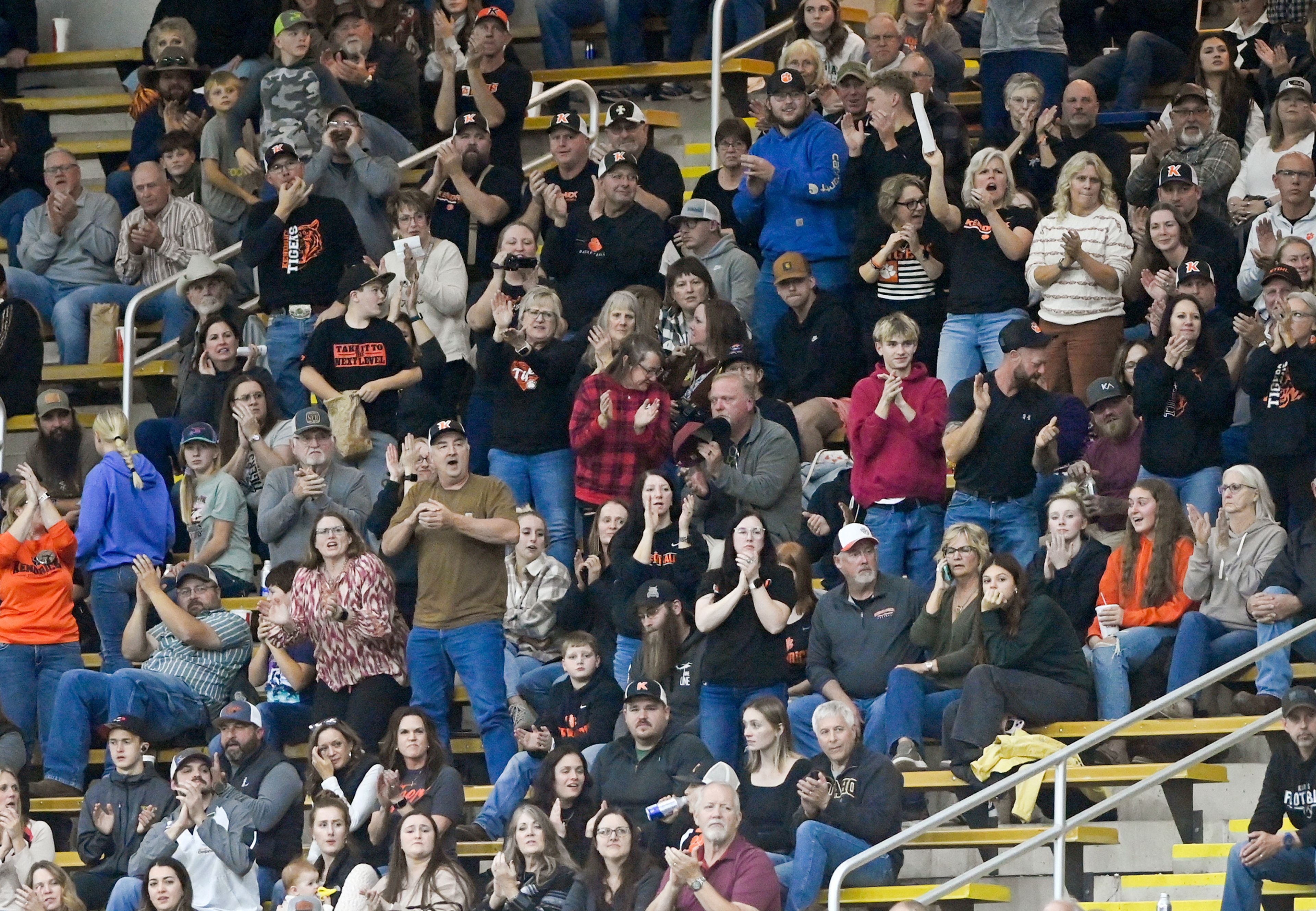 Kendrick fans cheer from the stands during an Idaho Class 2A state quarterfinal game against Kamiah at the P1FCU Kibbie Dome in Moscow.