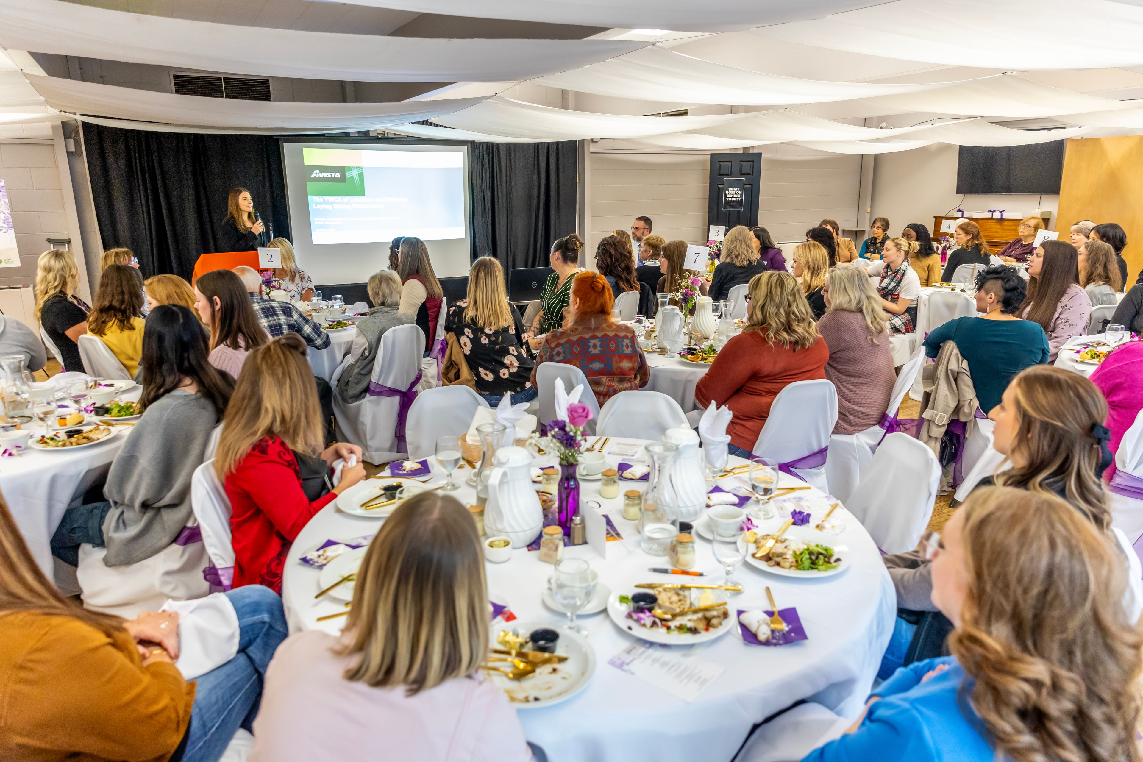 Heather Rosentrater, president and CEO of Avista Corporation, speaks Friday at the Inspiring Women Brunch at the YWCA in Lewiston.