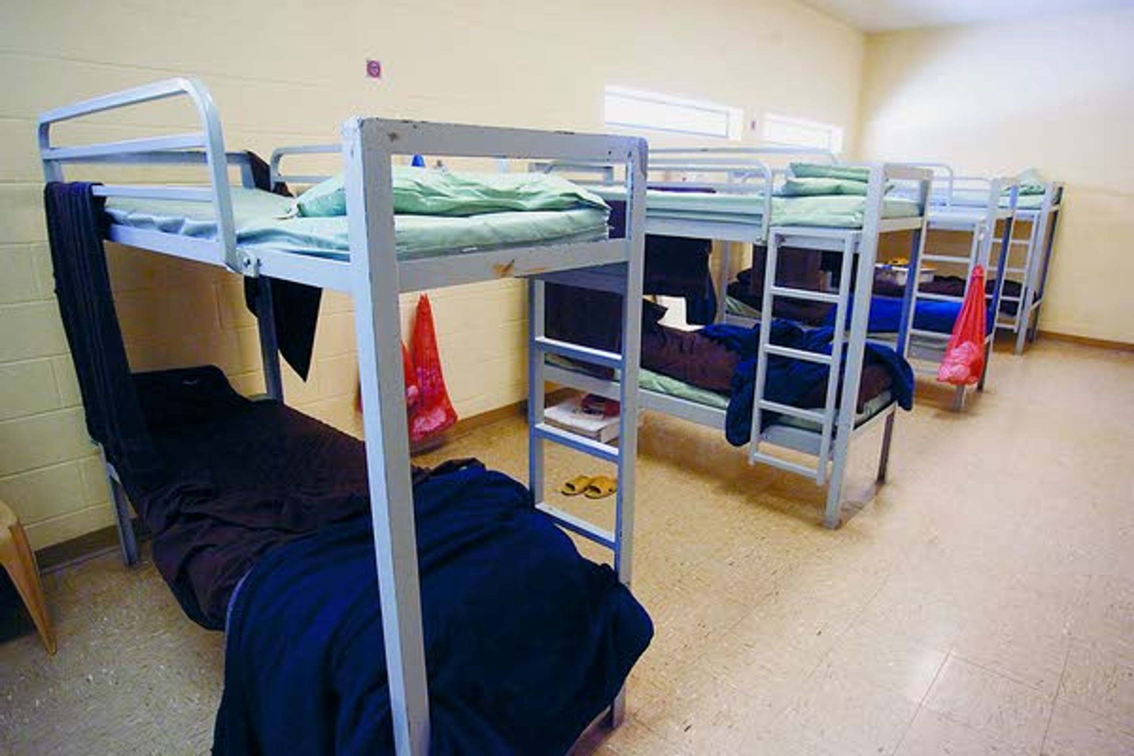 Bunk beds allow more inmates to sleep in a dormitory room in the work-release section of the Whitman County Jail in Colfax.