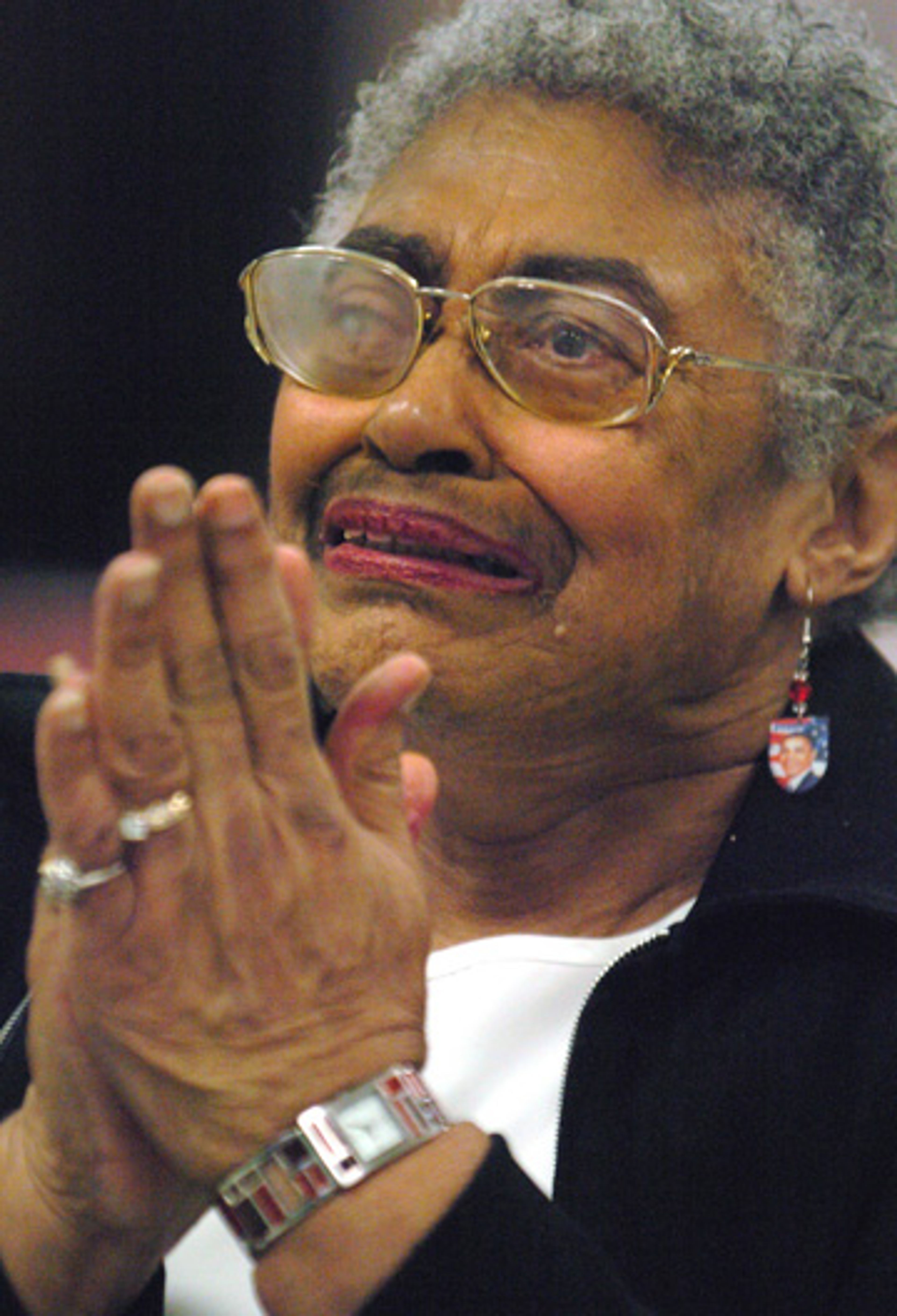 Lyda Overton, 74 yrs., watches the inauguration of President
Barack Obama live on television at a Senior Center in Portland,
Ore., Tuesday, Jan. 20, 2009. (AP Photo/Greg Wahl-Stephens)