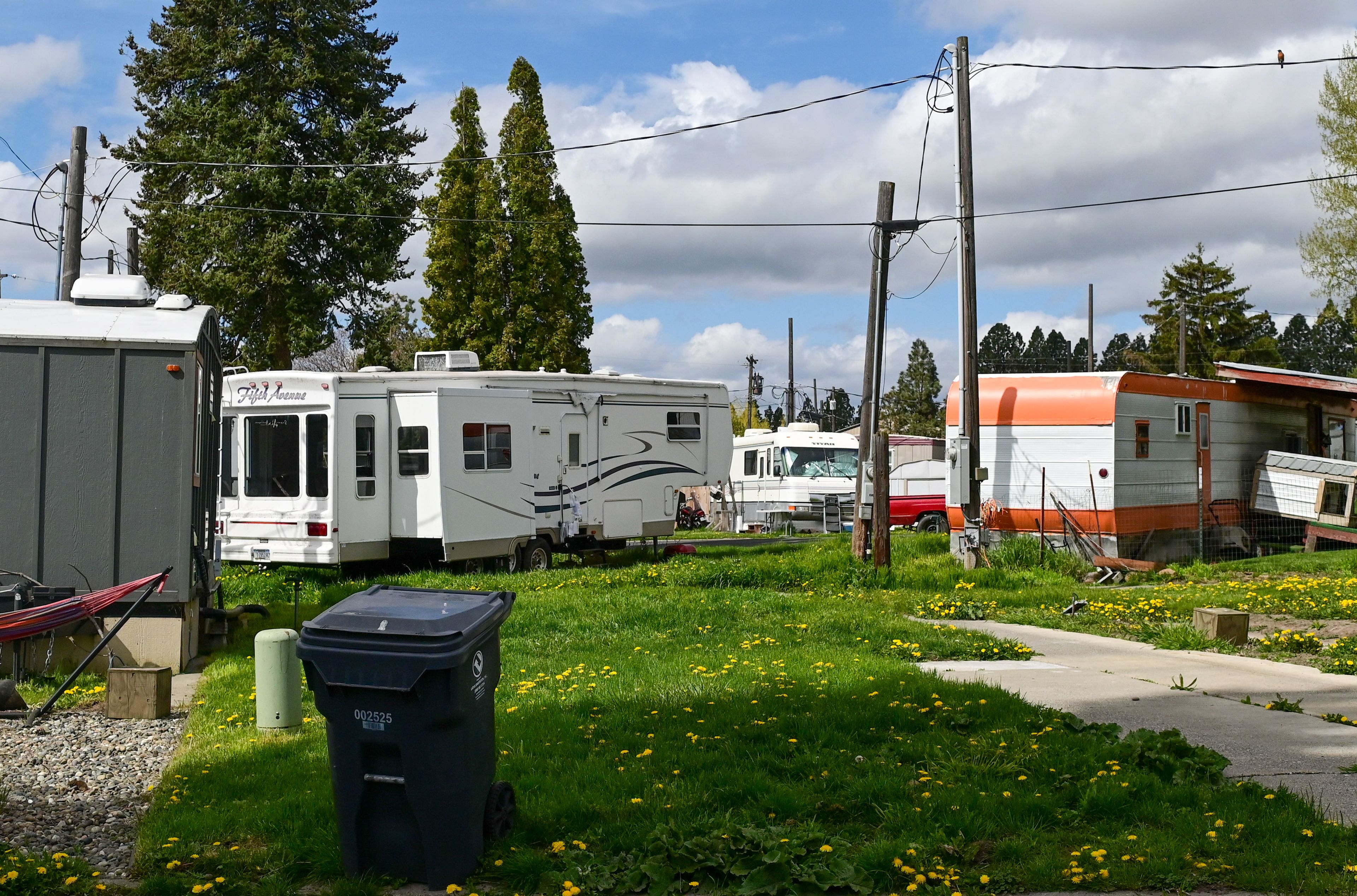 An open lot is visible between RVs at the Abiel Mobile Home Community in Moscow on Thursday. Residents say they are facing rising rent increases at the mobile home park.