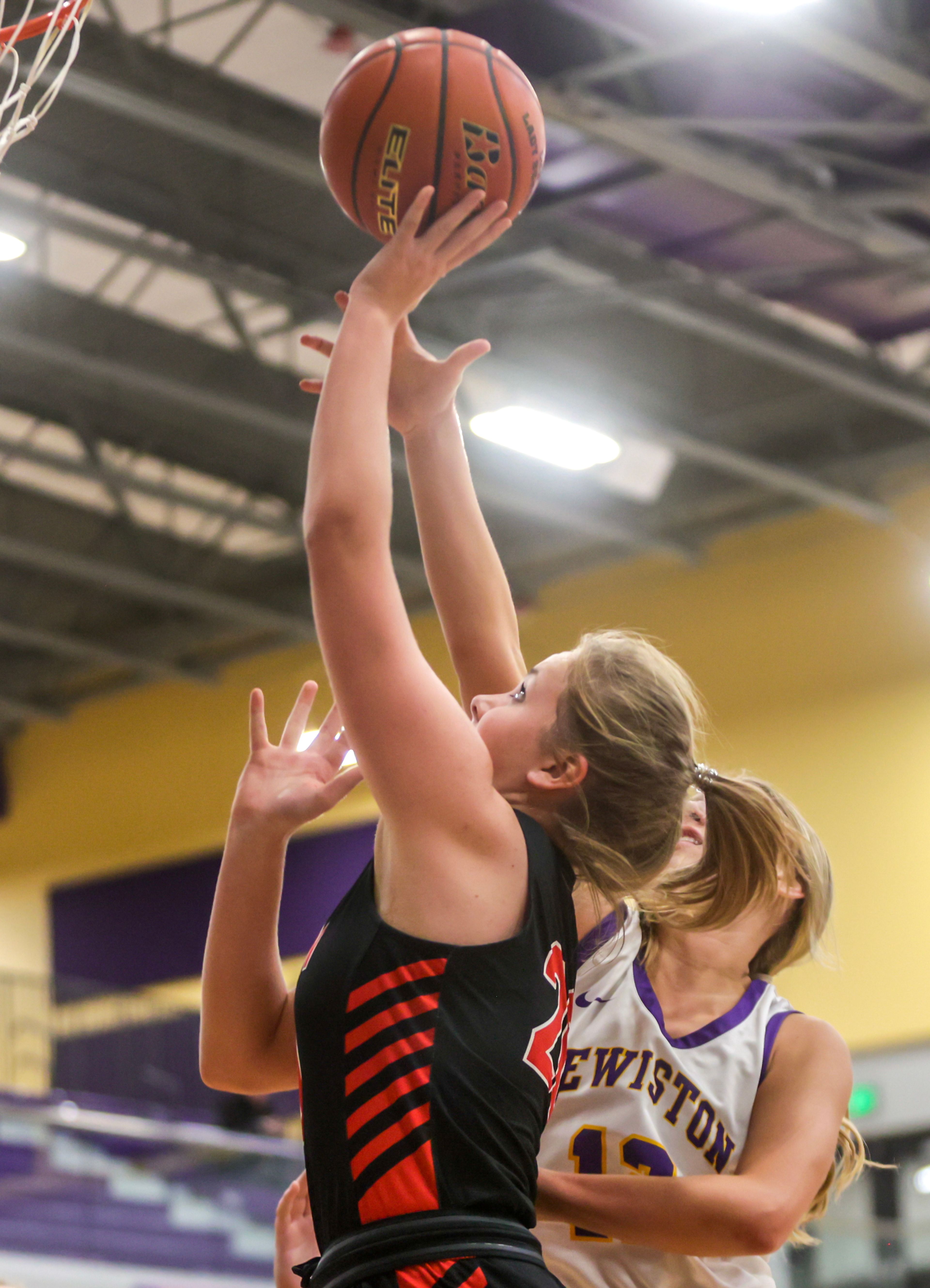 Moscow forward Maya Anderson shoots the ball against Lewiston in Lewiston on Wednesday.