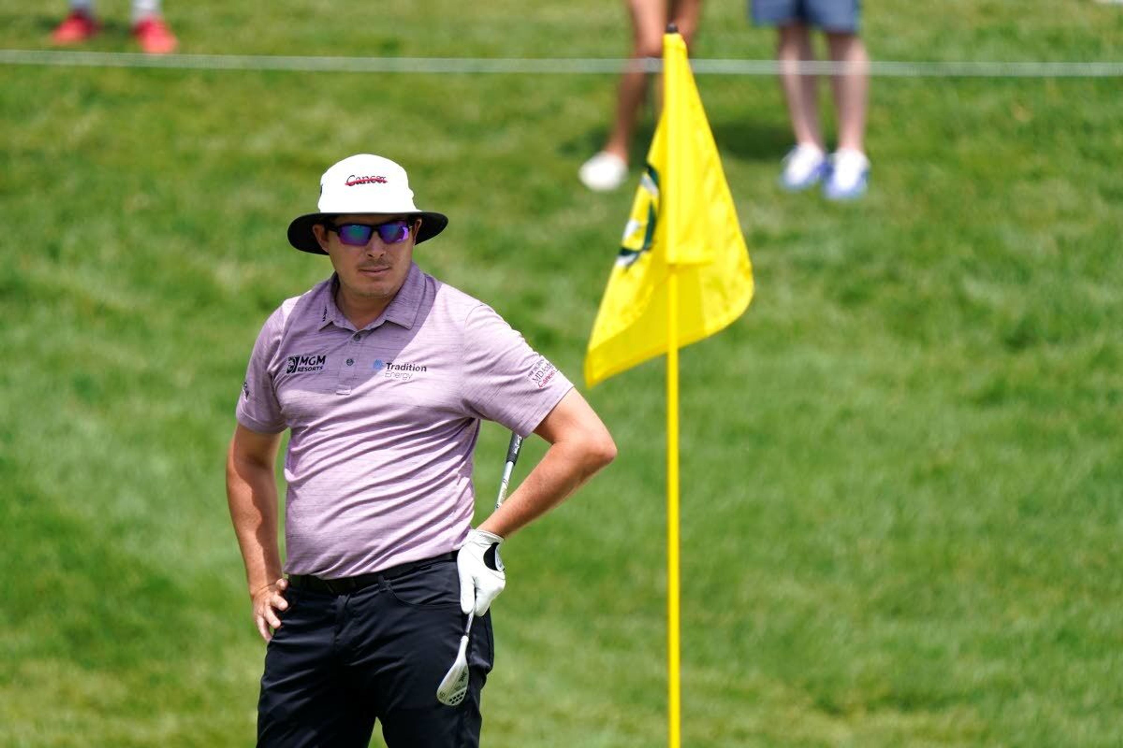 Associated PressJoel Dahmen waits to chip to the 10th green Friday in the second round of the Memorial Tournament at Dublin, Ohio.