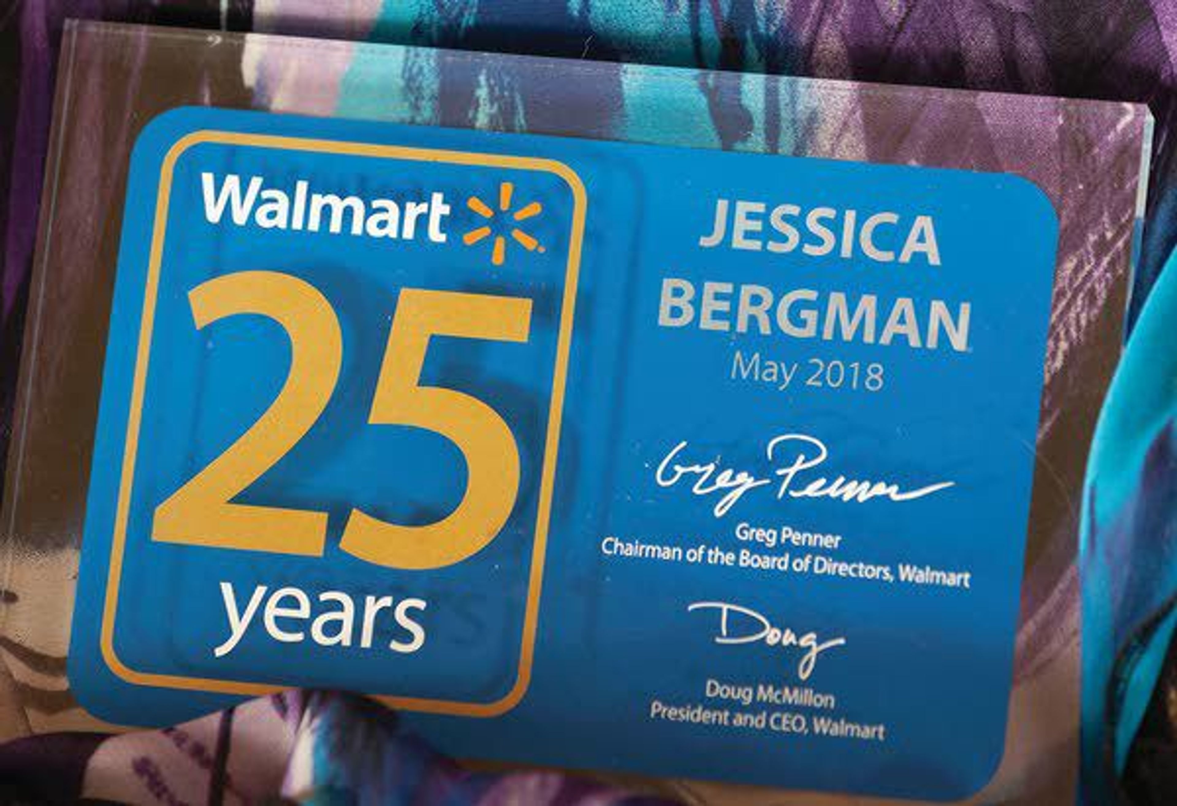 Jessica Bergman, of Moscow, has been a Walmart greeter for 25 years.