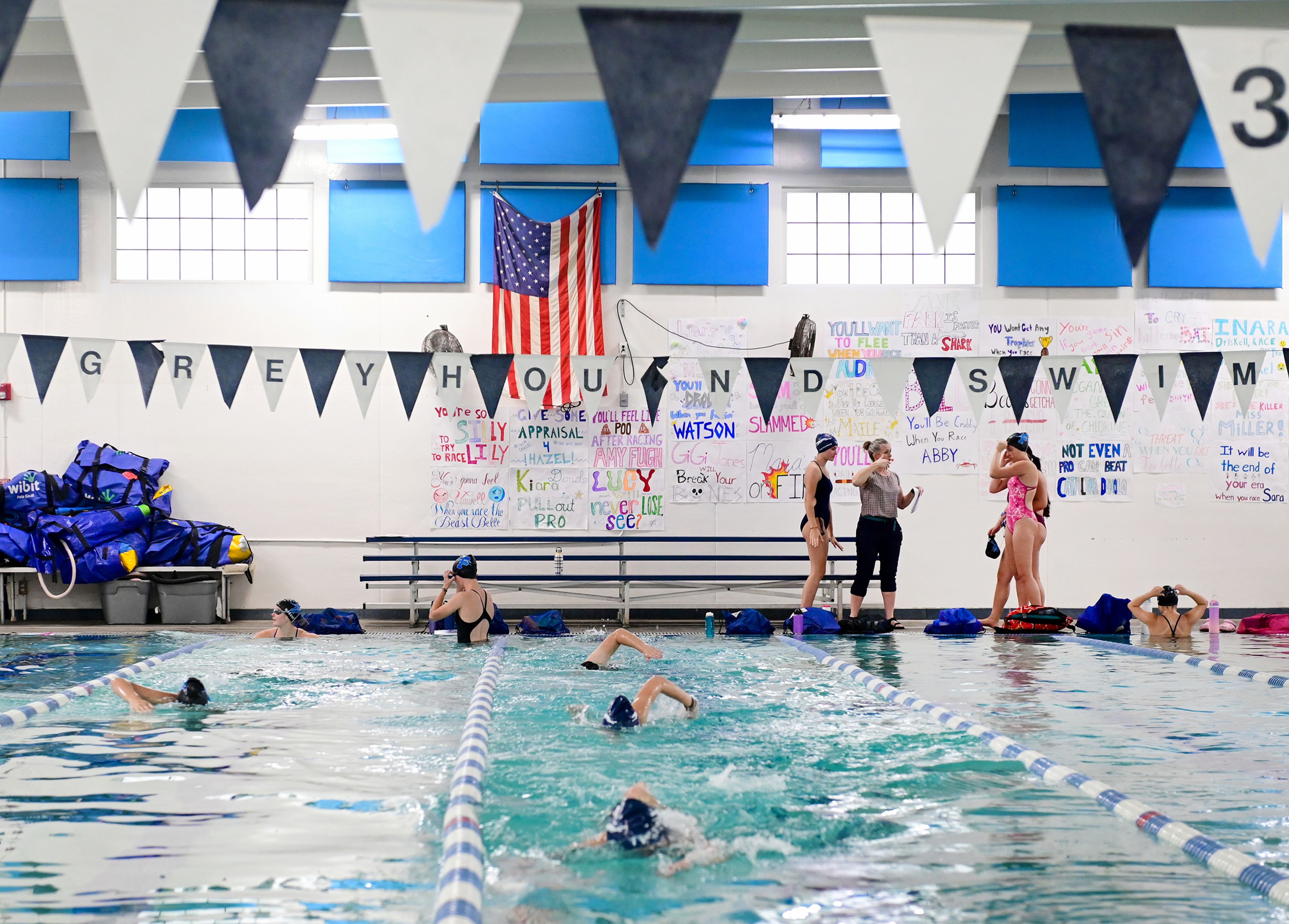 Members of the Pullman High School swim team practice Thursday at the Pullman Aquatic & Fitness Center.