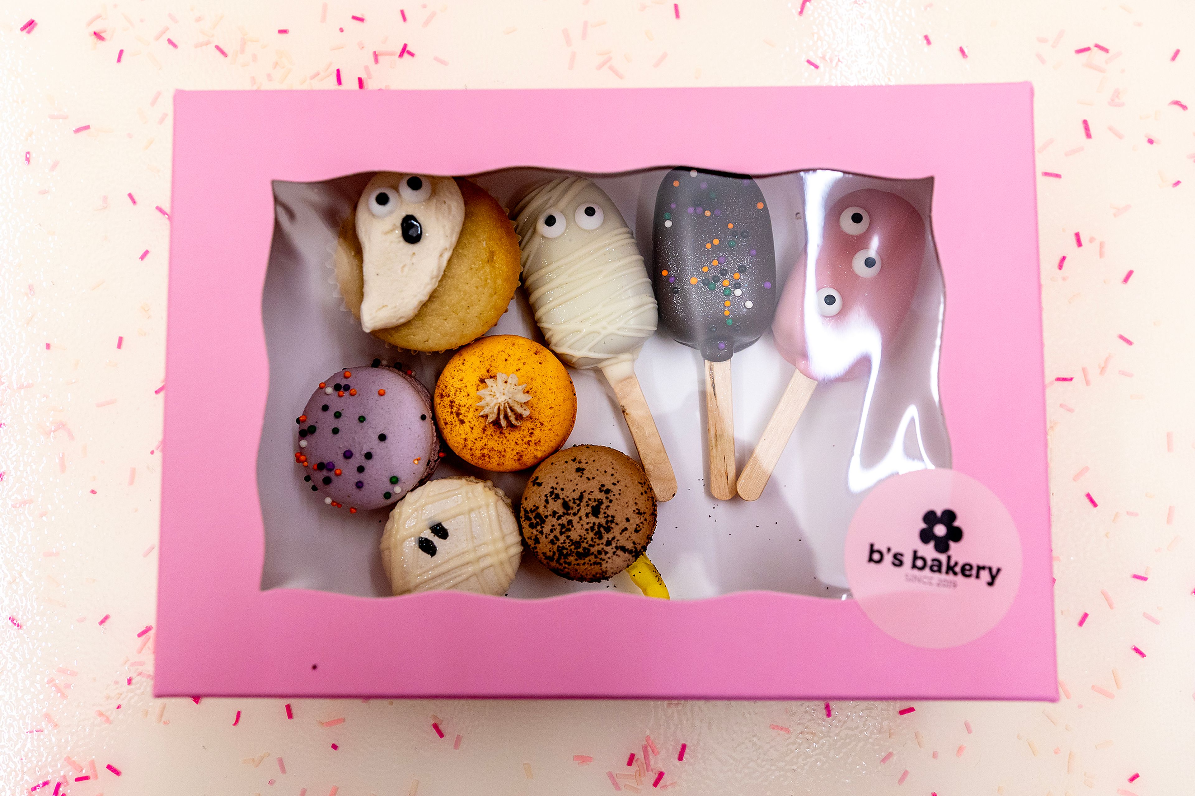 A box of Halloween-themed treats.