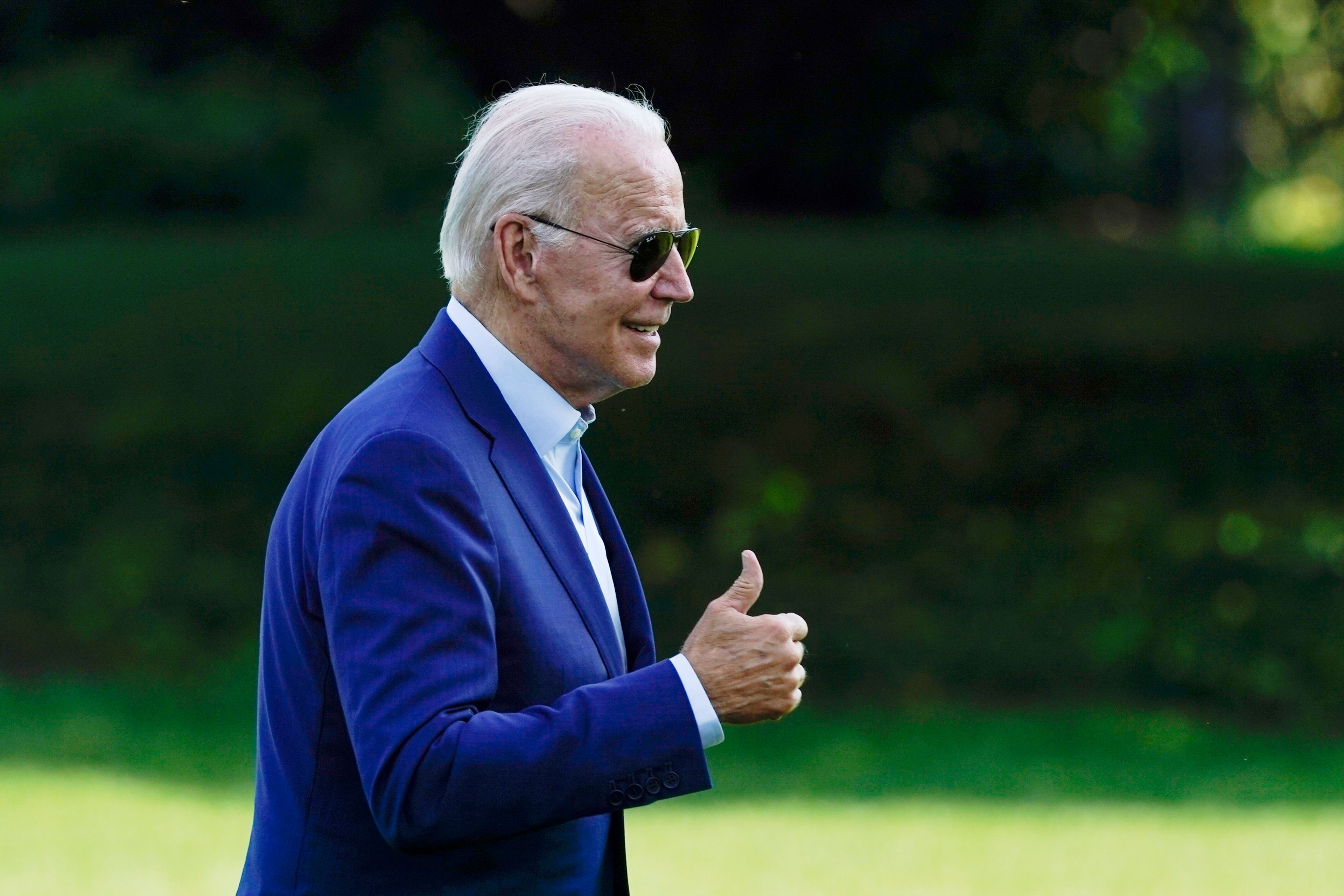 FILE - President Joe Biden walks on the South Lawn of the White House after stepping off Marine One, July 20, 2022, in Washington. (AP Photo/Patrick Semansky, File)