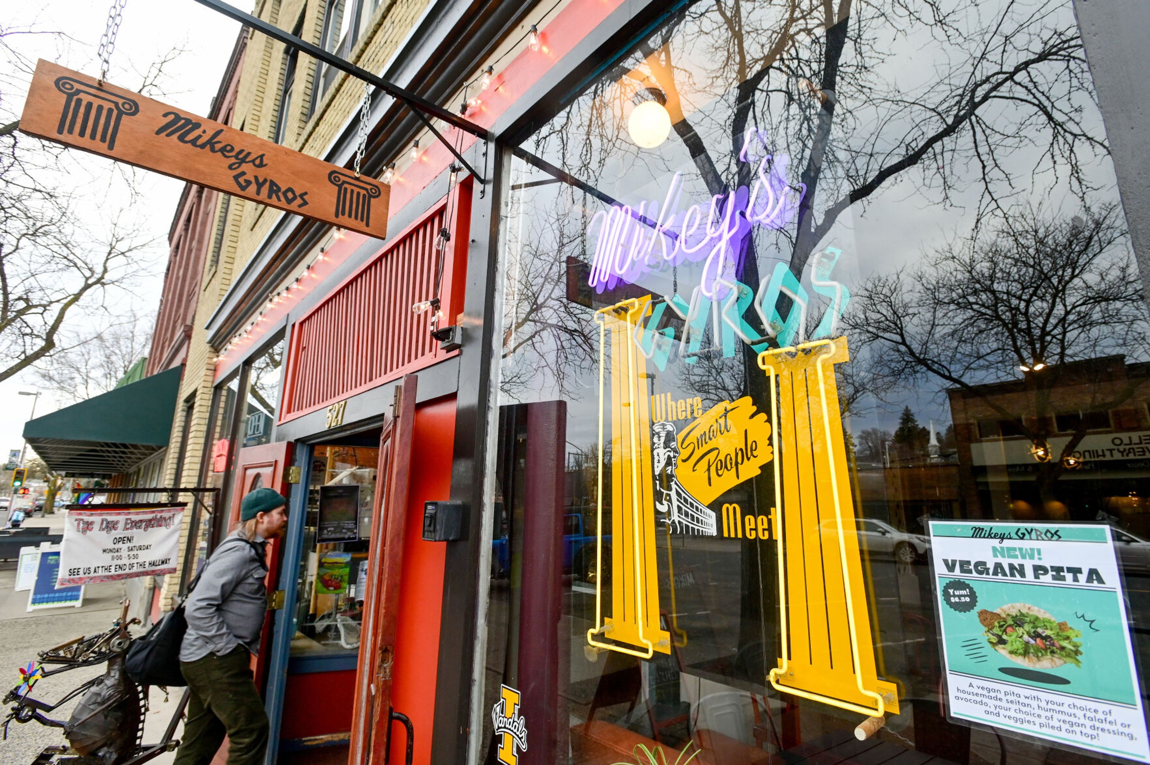 Guests walk through the entryway for Mikey's Gyros in downtown Moscow on Wednesday.