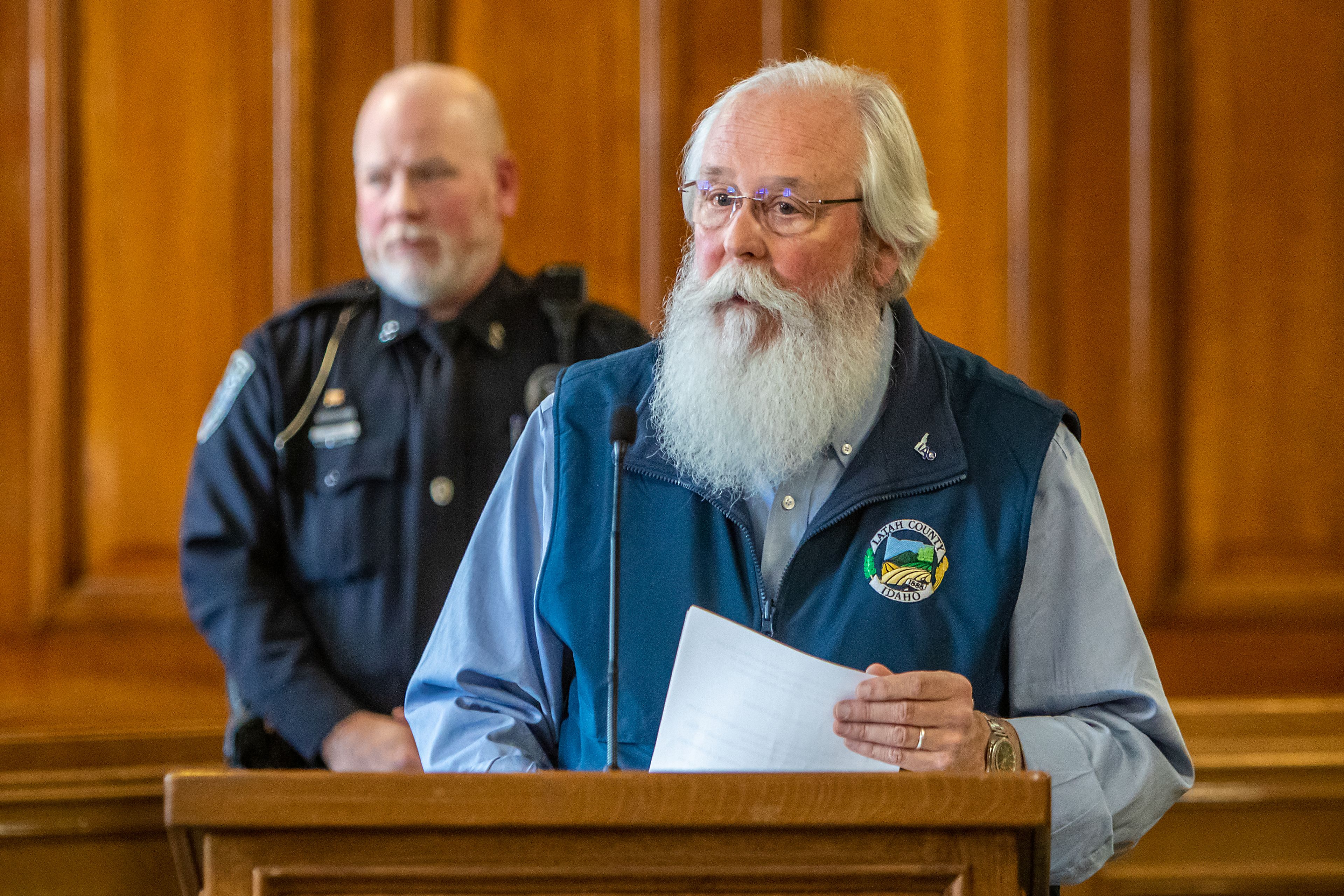 Latah County Prosecutor Bill Thompson provides what details are available regarding the arrest of Bryan C. Kohberger during a press conference on Friday, Dec. 30, 2022, at City Hall in Moscow, Idaho. Kohberger was arrested Friday in Effort, Pa. on first degree murder charges.