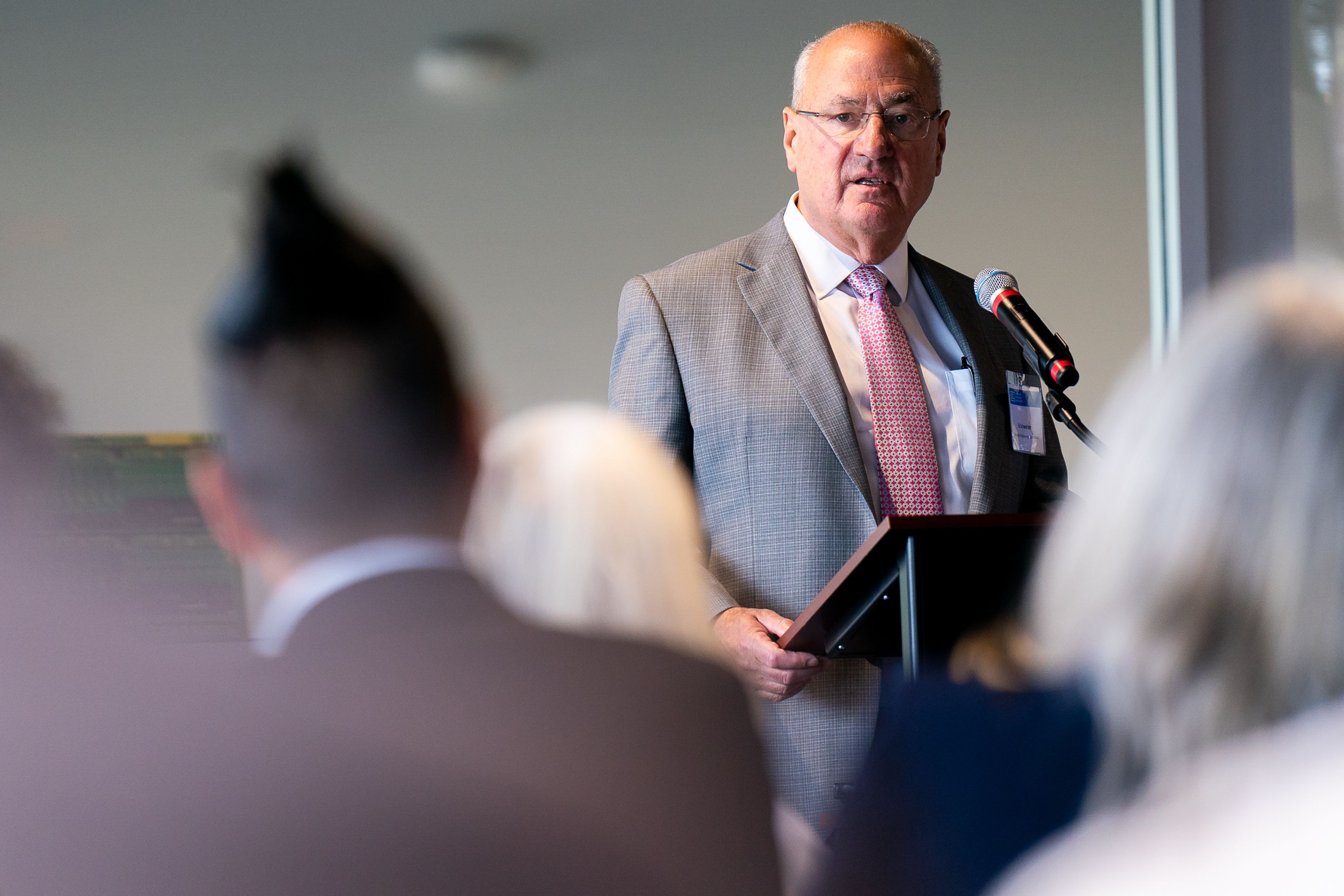 Schweitzer Engineering Laboratories President and Chief Technology Officer Edmund O. Schweitzer, III speaks during a ribbon cutting ceremony for SEL’s new printed circuit board factory in Moscow in the file image from June 28.