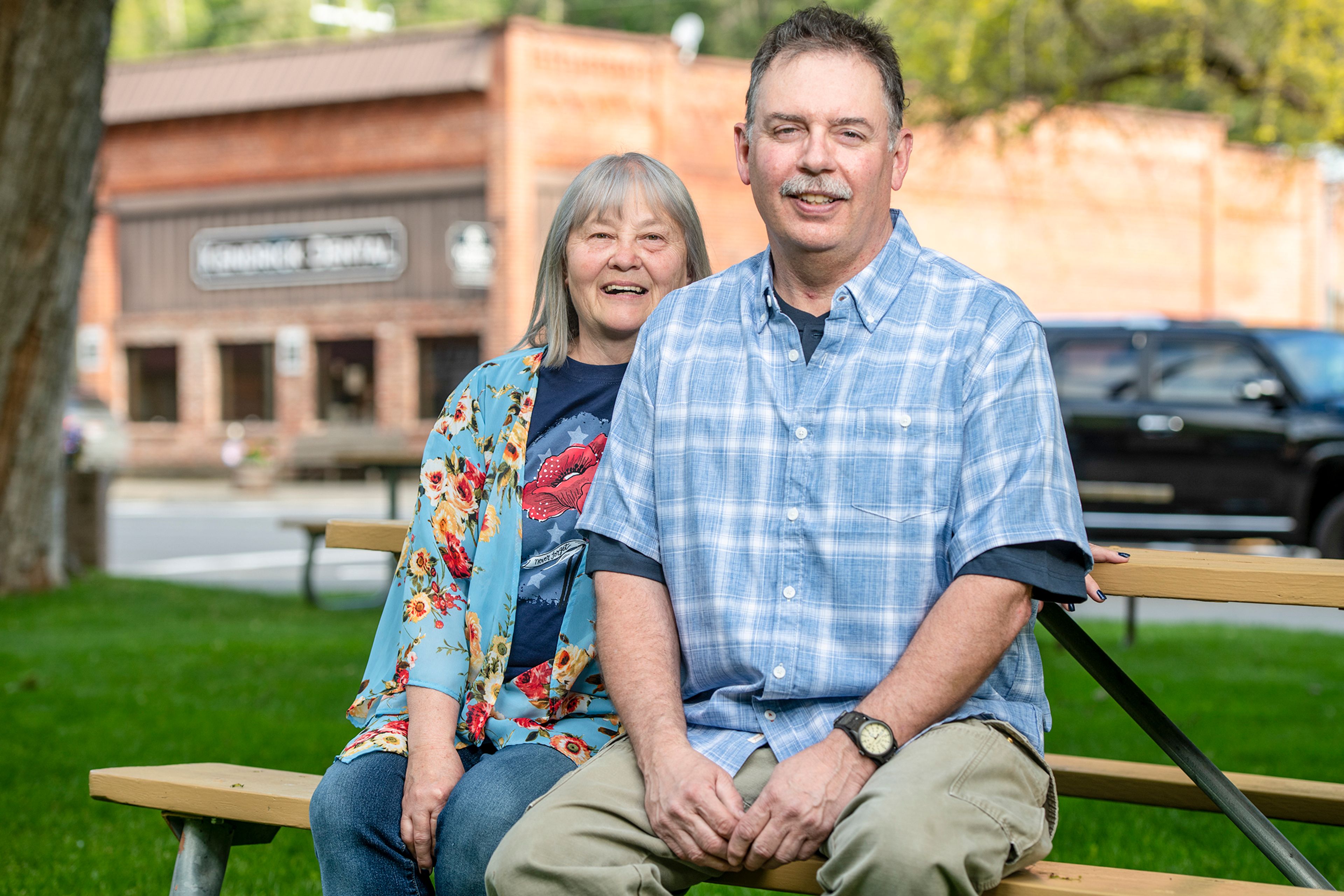 Locust Blossom Festival grand marshals Rose and Val Norris, of Kendrick, pose for a portrait Wednesday at Kendrick City Park.