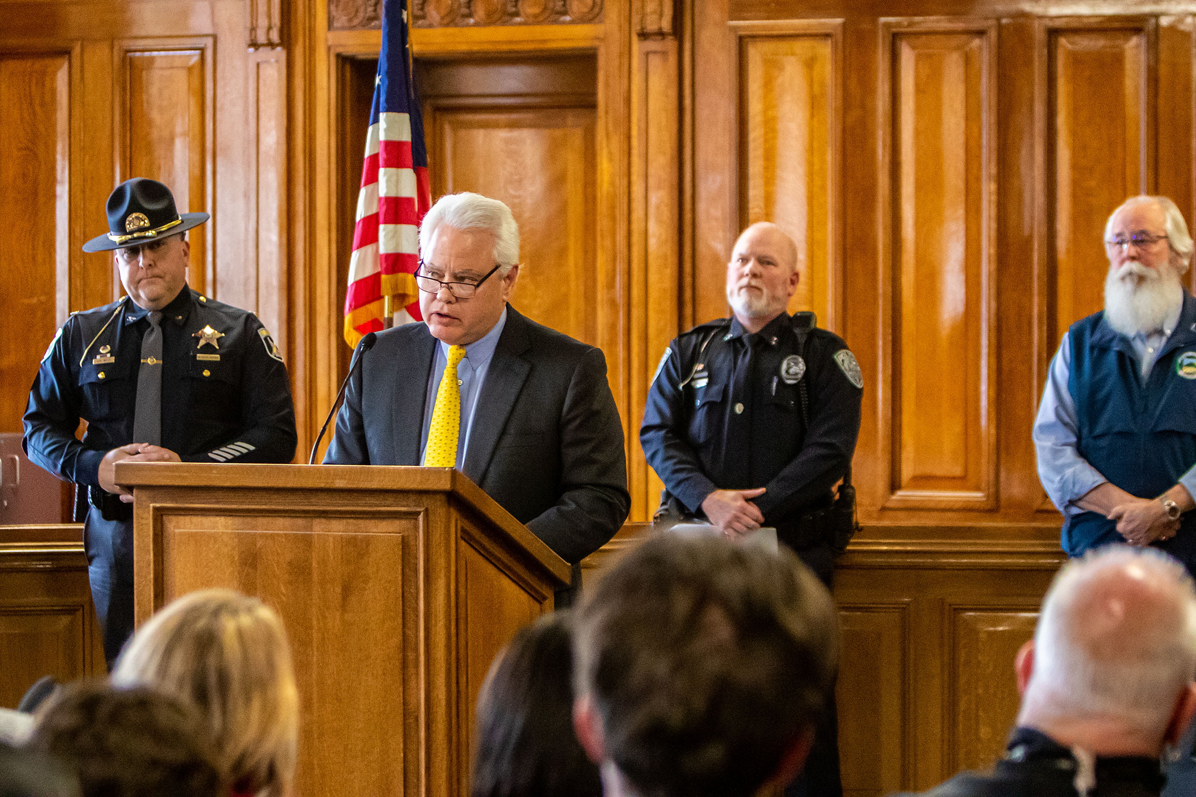 University of Idaho President Scott Green speaks on behalf of the university during a press conference regarding the arrest of Bryan C. Kohberger on Friday, Dec. 30, 2022, at City Hall in Moscow, Idaho. Kohberger was arrested Friday in Effort, Pa. on first degree murder charges.