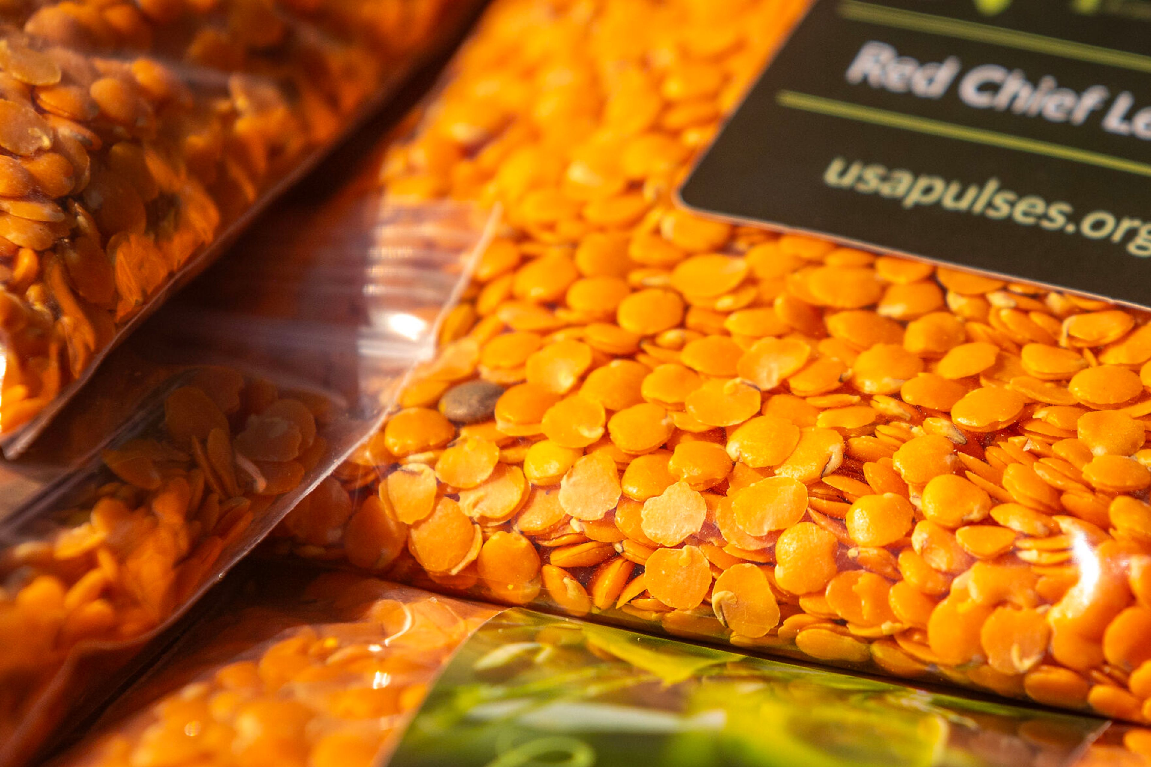 Red chief lentils are pictured in a bag Saturday at Lentil fest in Reaney Park in Pullman.