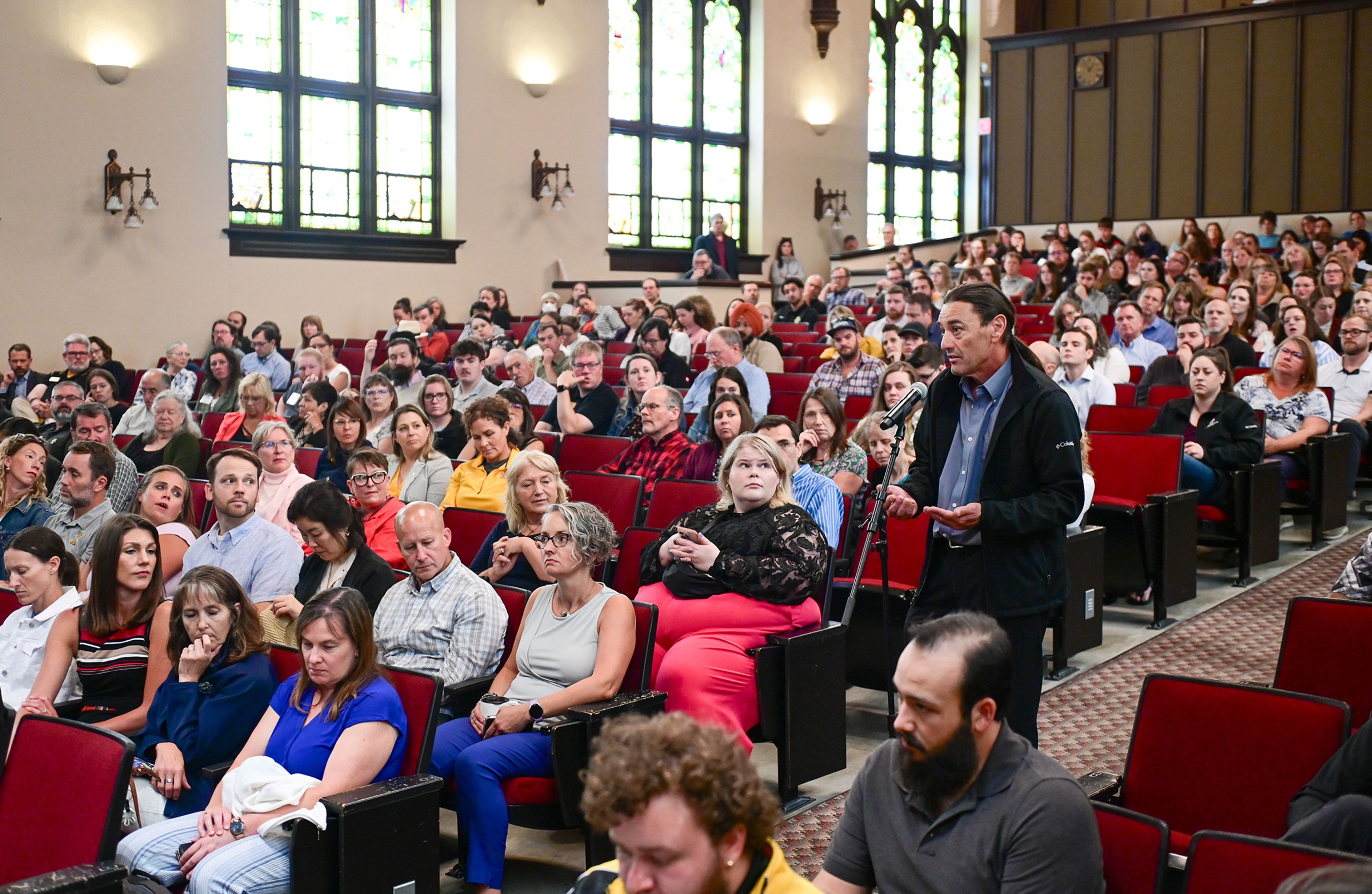 Audience members were given the opportunity to ask questions during the University of Idaho state of the university address on Tuesday in Moscow.