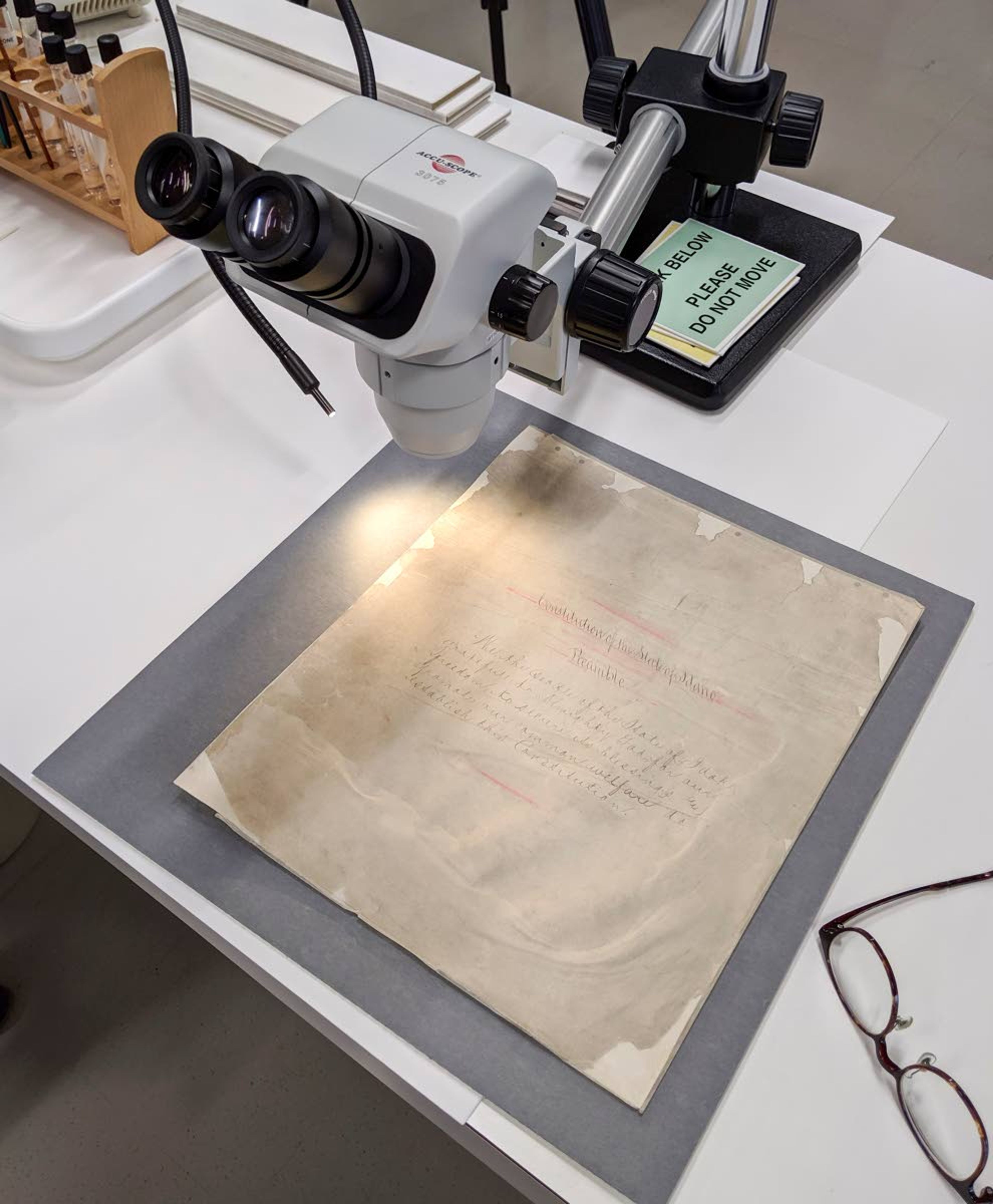 Conservators at the University of Utah examined and tested the constitution's paper and inks before deciding on a restoration plan.