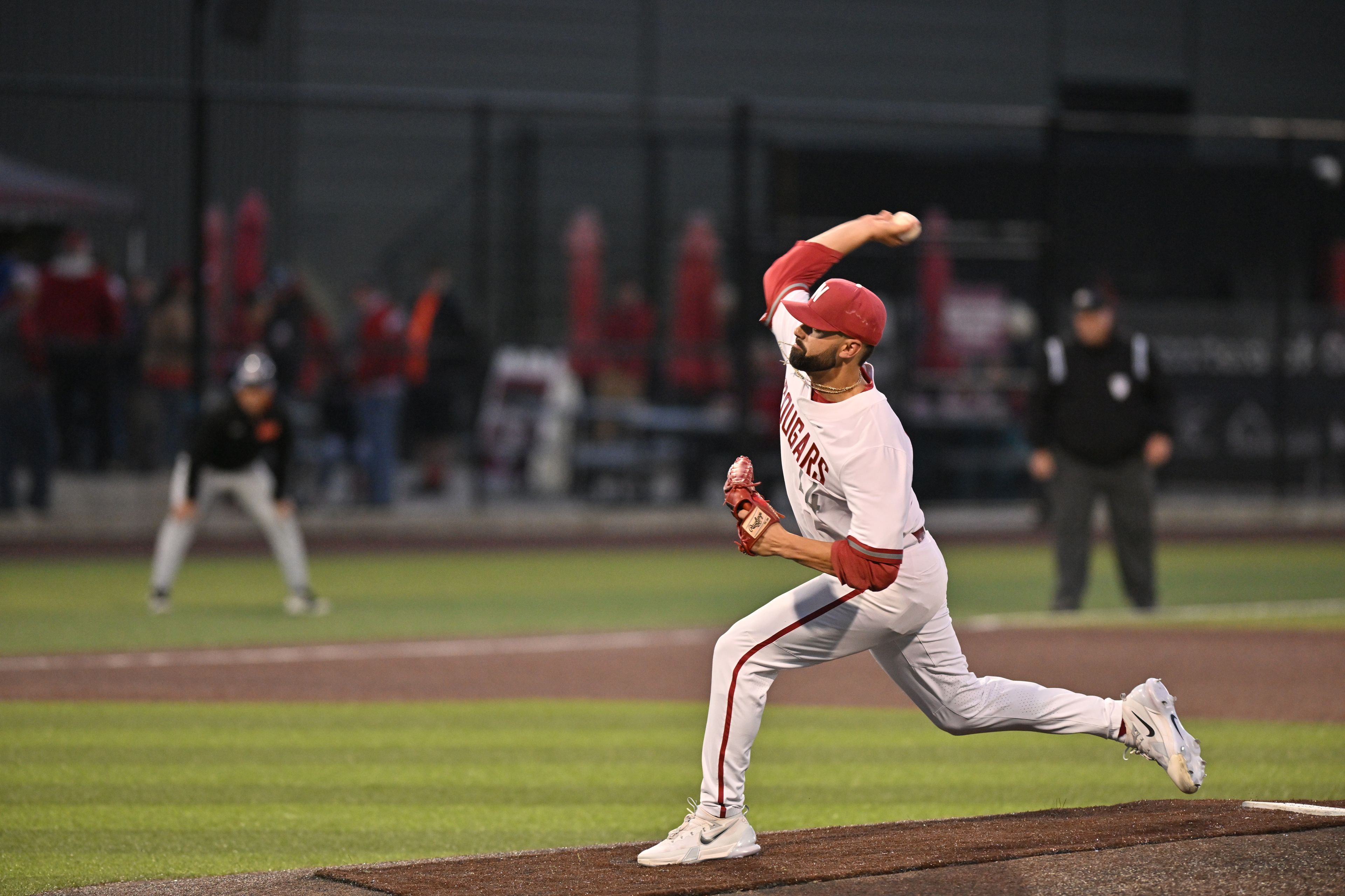 Washington State pitcher Grant Taylor throws a pitch during a game Friday at Bailey-Brayton Field in Pullman.