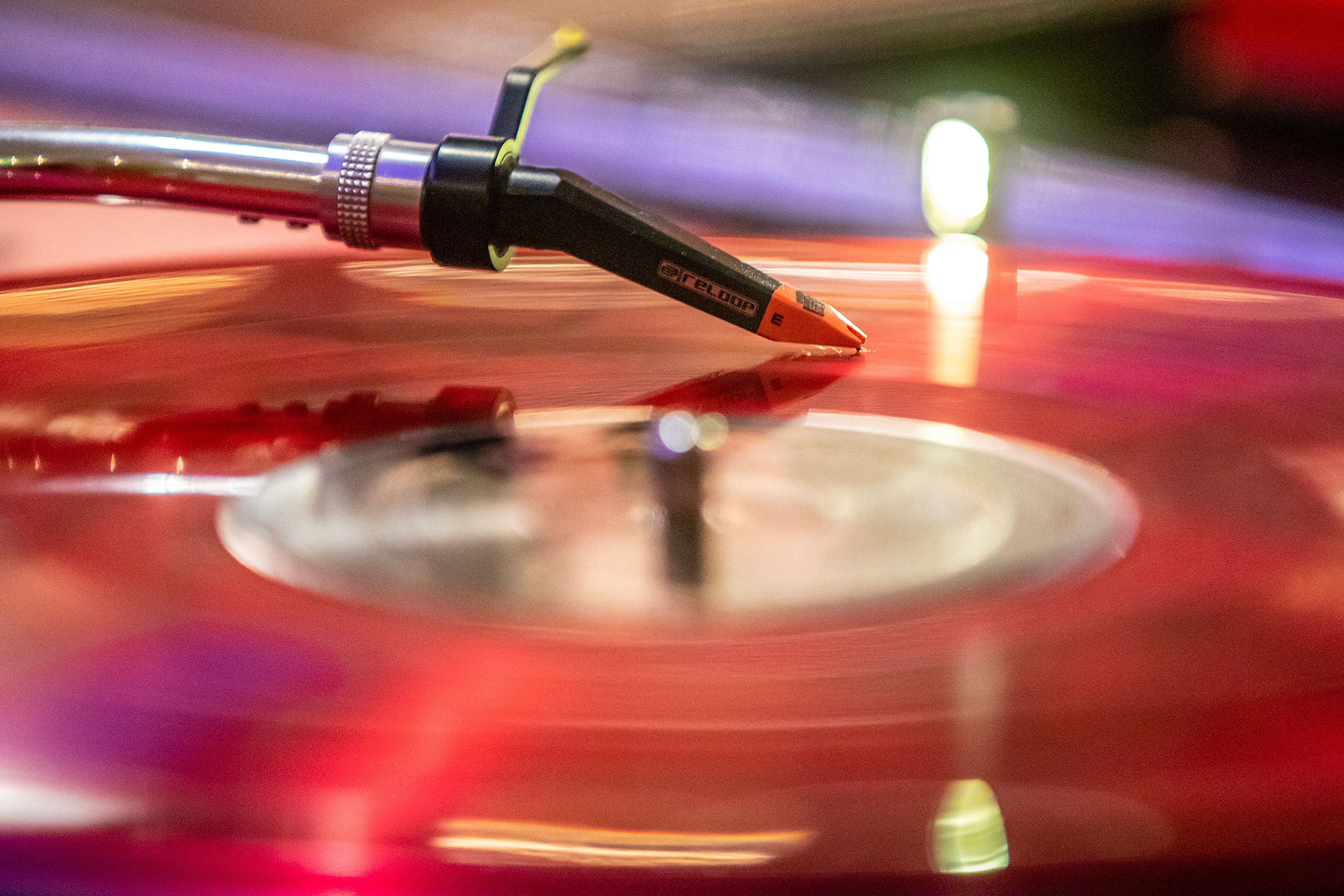 A needle plays a vinyl record during Bring Your Own Vinyl Night Wednesday at Moscow Brewing Company.