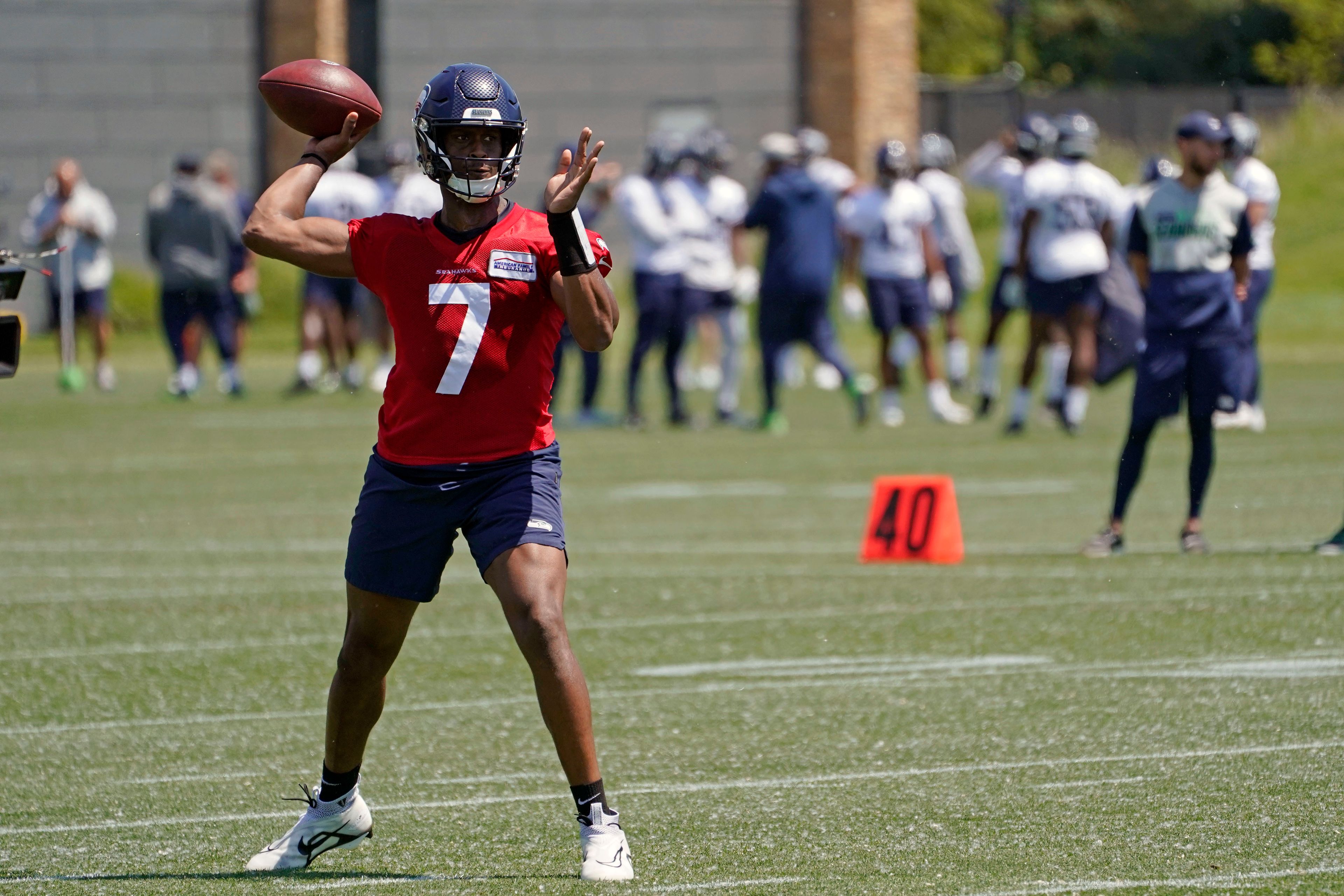 Associated PressSeattle Seahawks quarterback Geno Smith passes during practice May 31.