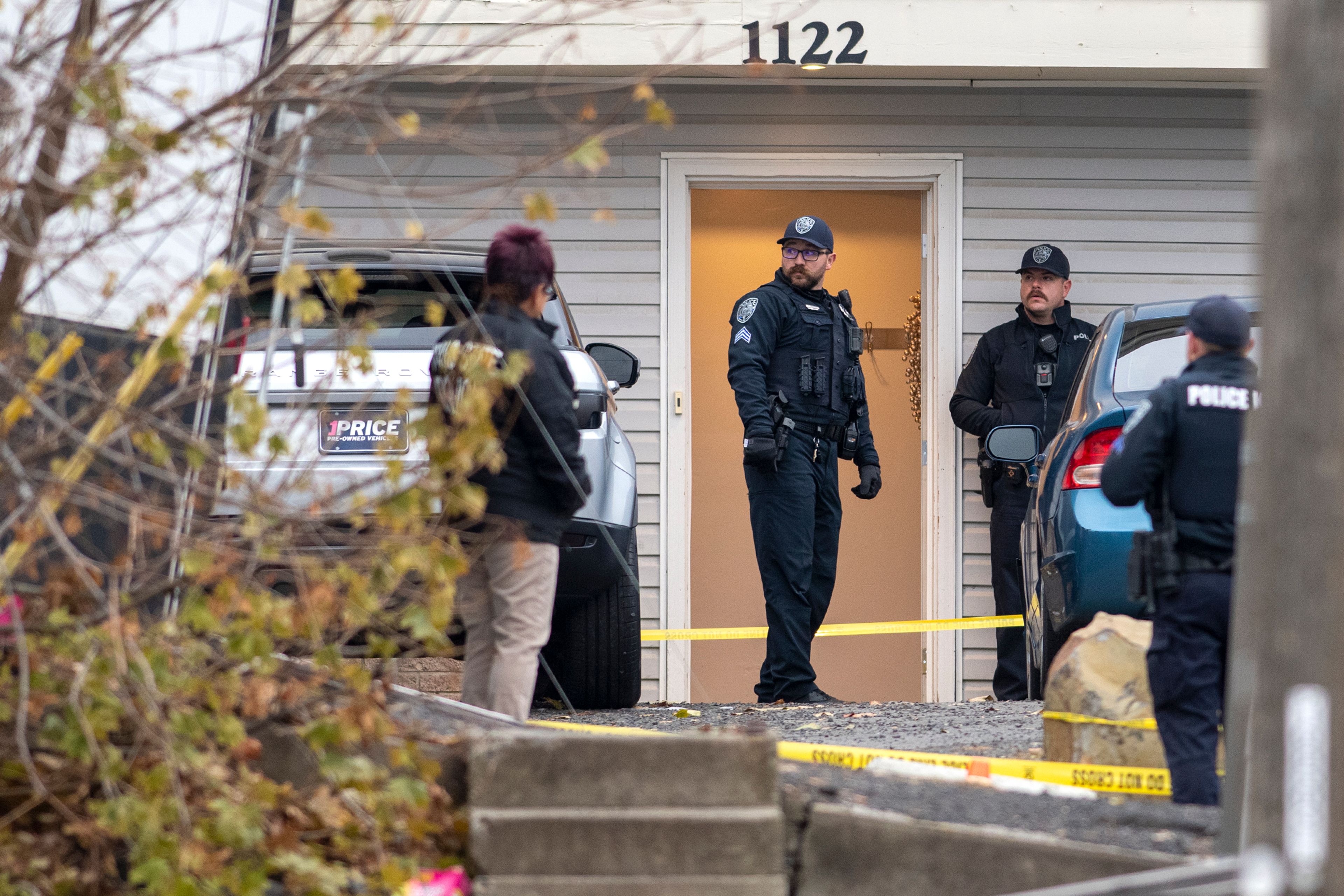 Officers investigate a homicide at an apartment complex south of the University of Idaho campus.