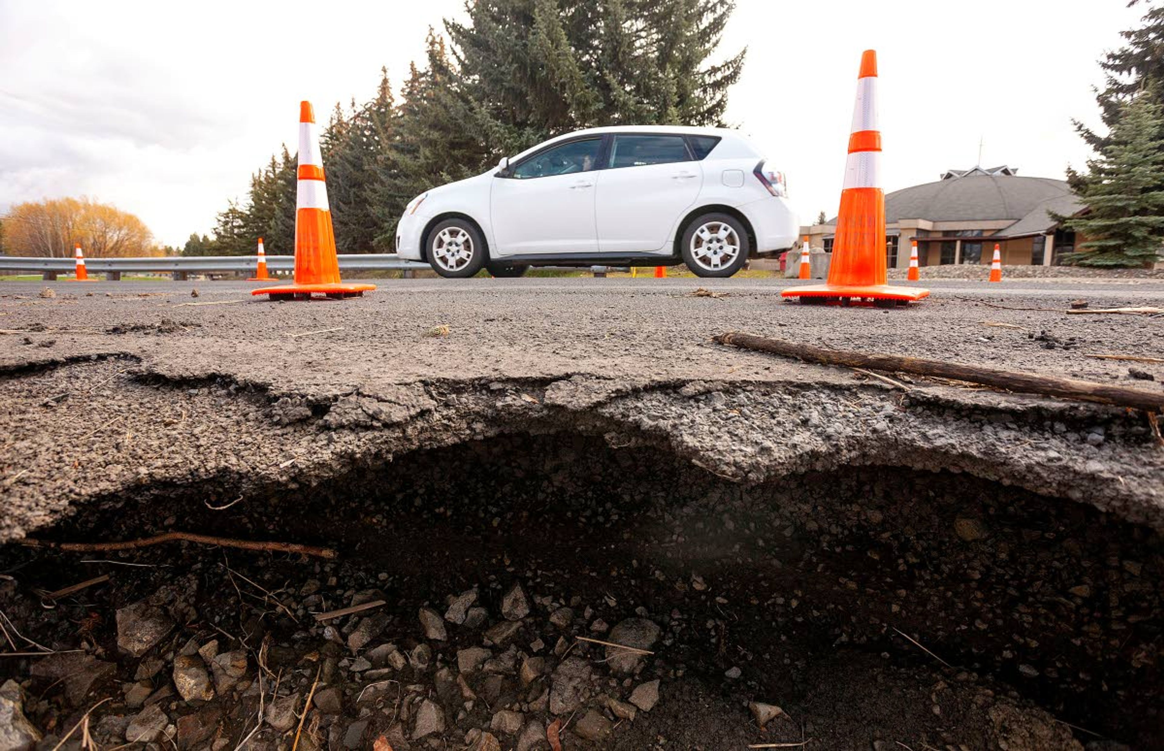 Friday in Moscow. The bridge was damaged by erosion when Paradise Creek flooded Tuesday.