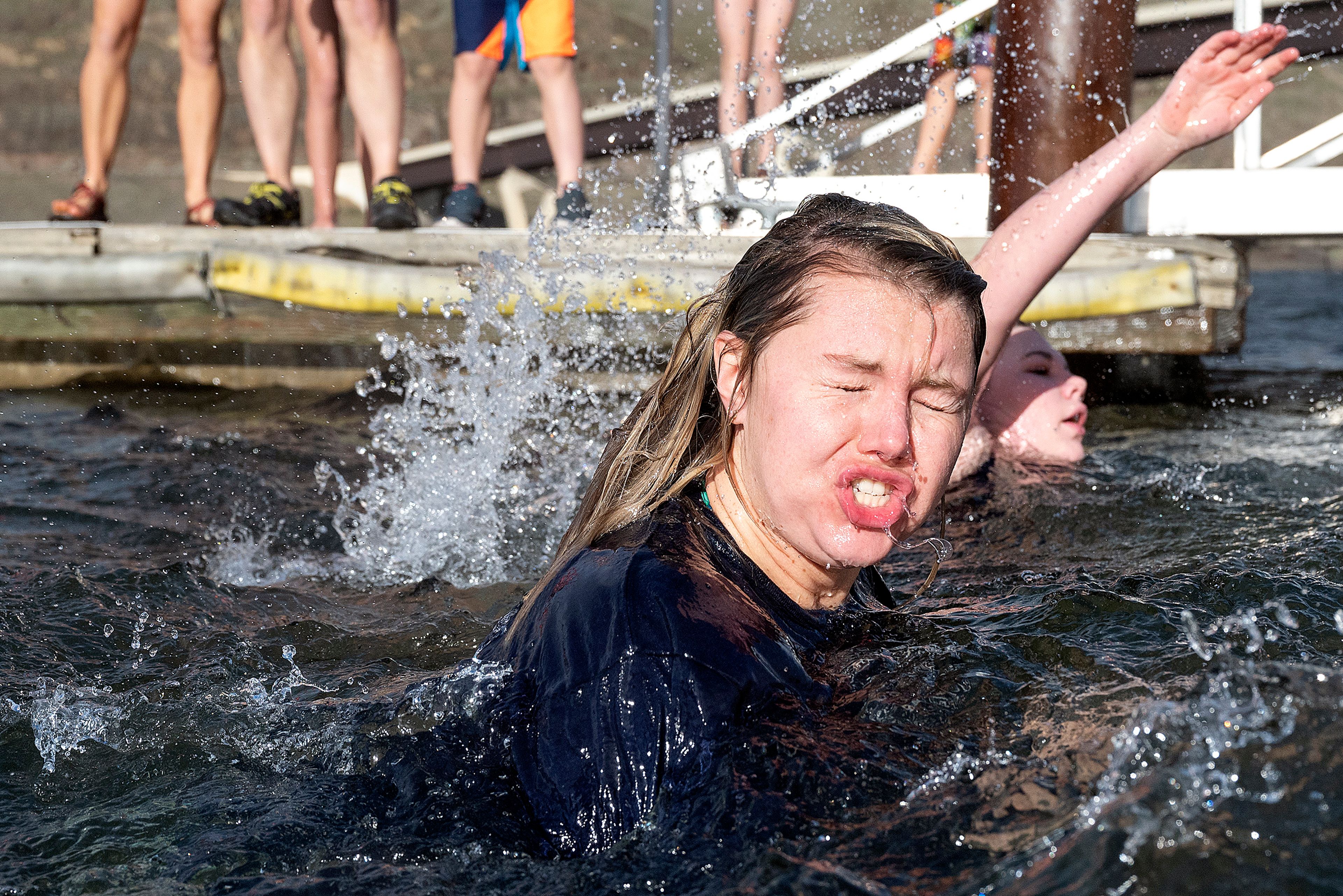 With water temperatures hovering in the low 40-degree range, brave souls started the new year with a cold awakening on Wednesday at the annual Polar Plunge in Clarkston.