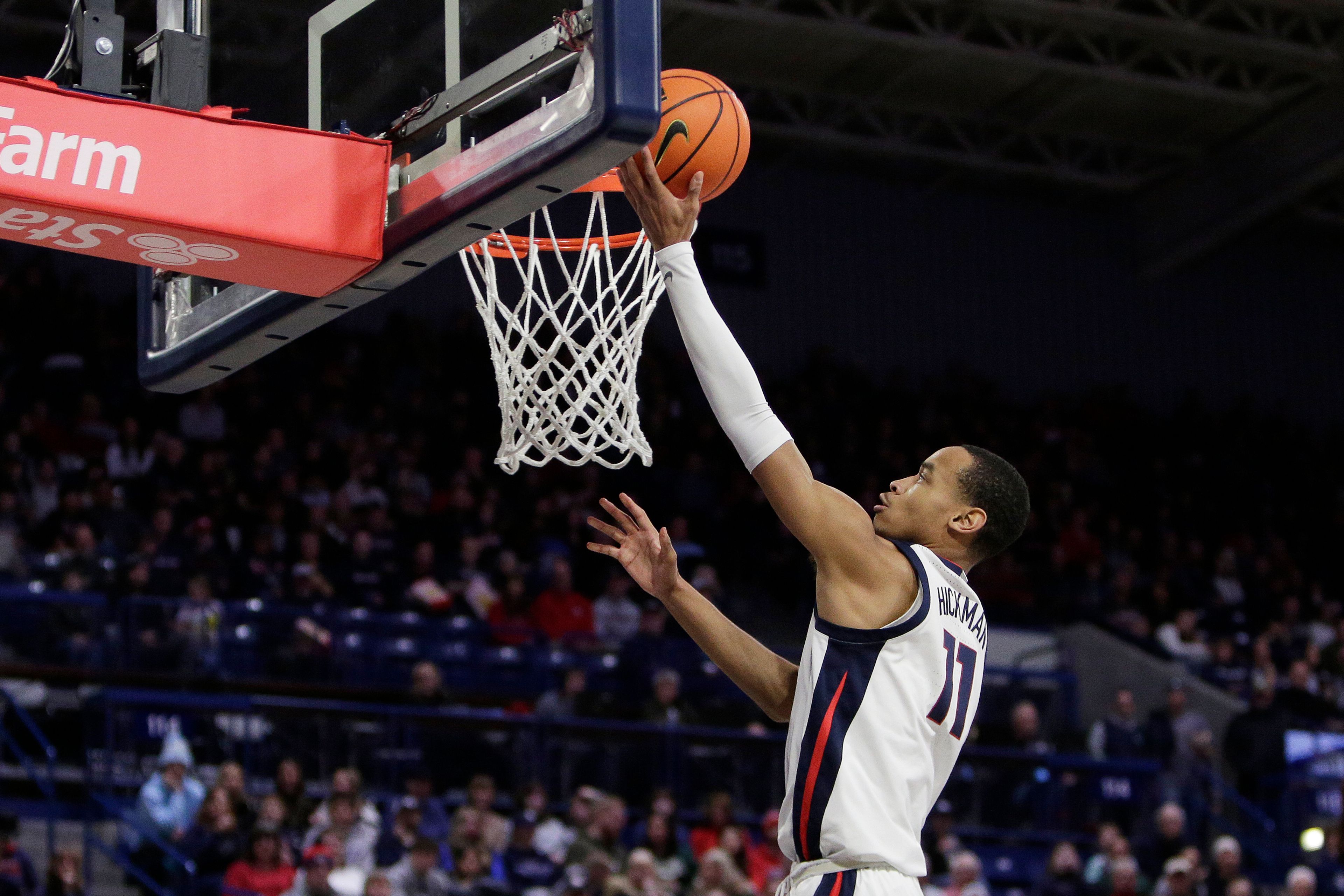 Gonzaga guard Nolan Hickman shoots during the second half of the team's NCAA college basketball game against Eastern Oregon, Wednesday, Dec. 28, 2022, in Spokane, Wash. Gonzaga won 120-42. (AP Photo/Young Kwak)