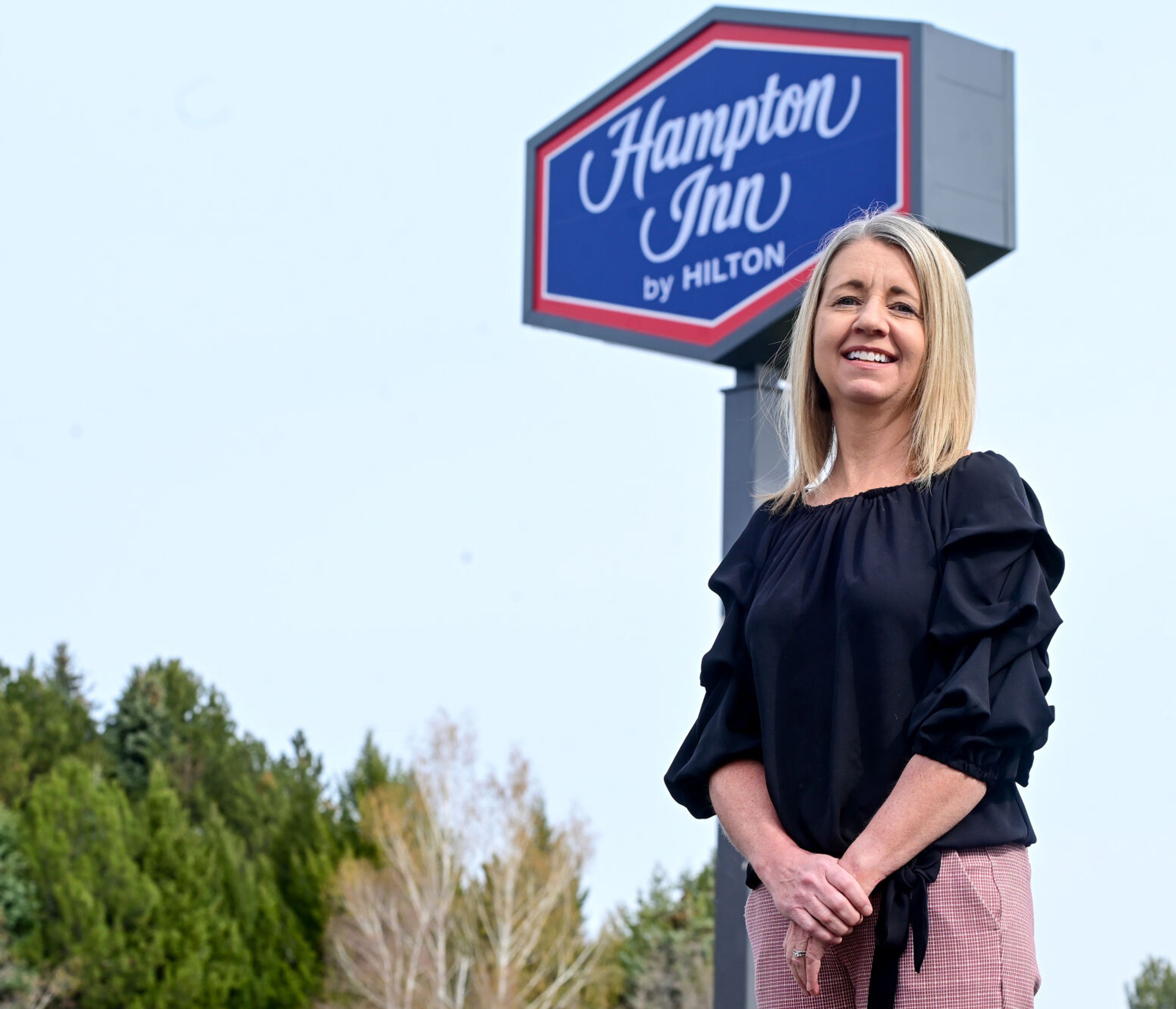 General manager Meghan Wiley stands outside of the Hampton Inn along Bishop Boulevard in Pullman on Thursday.