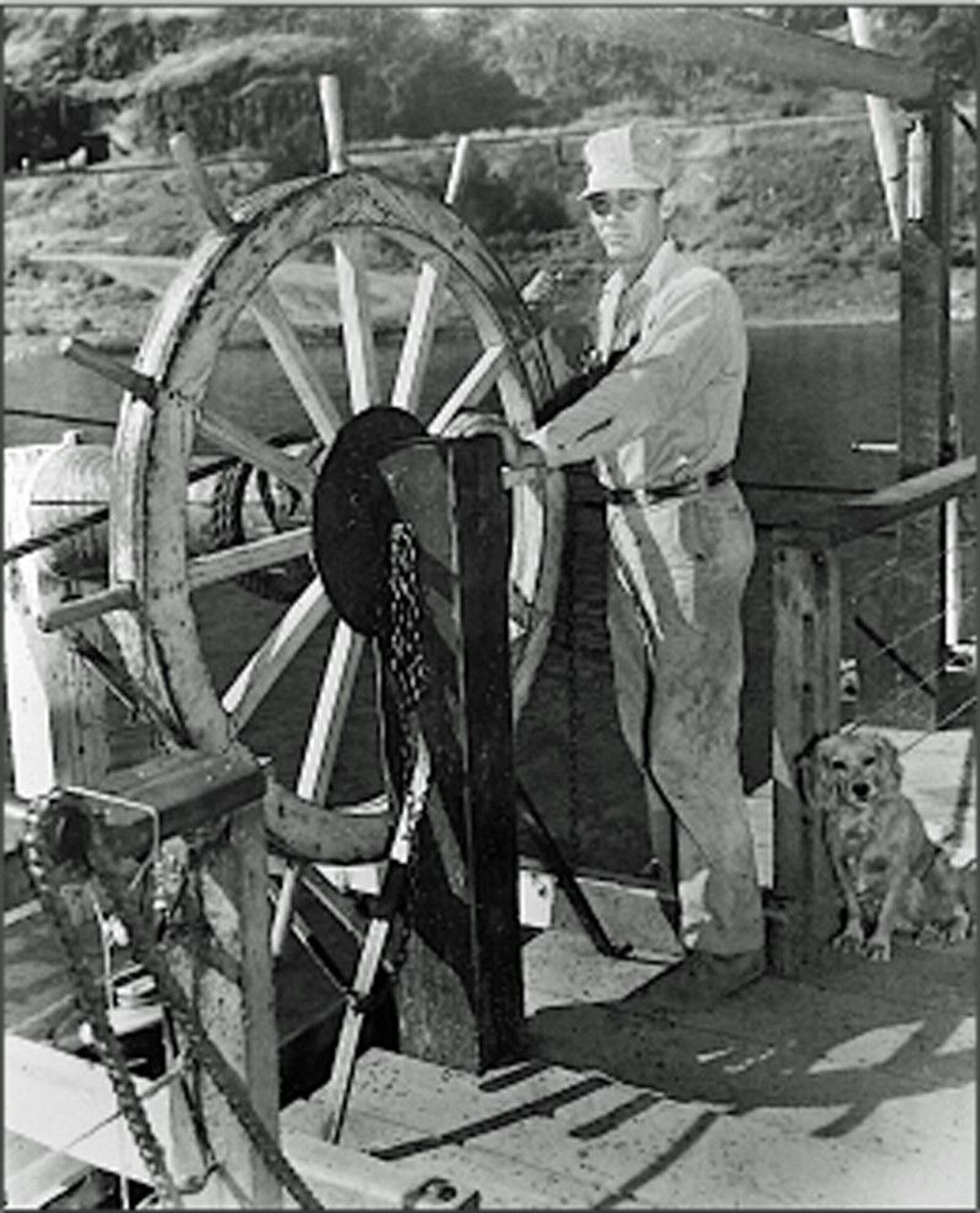 Unnamed ferry operator on Lyons Ferry, date unknown, through probably the 1950s.