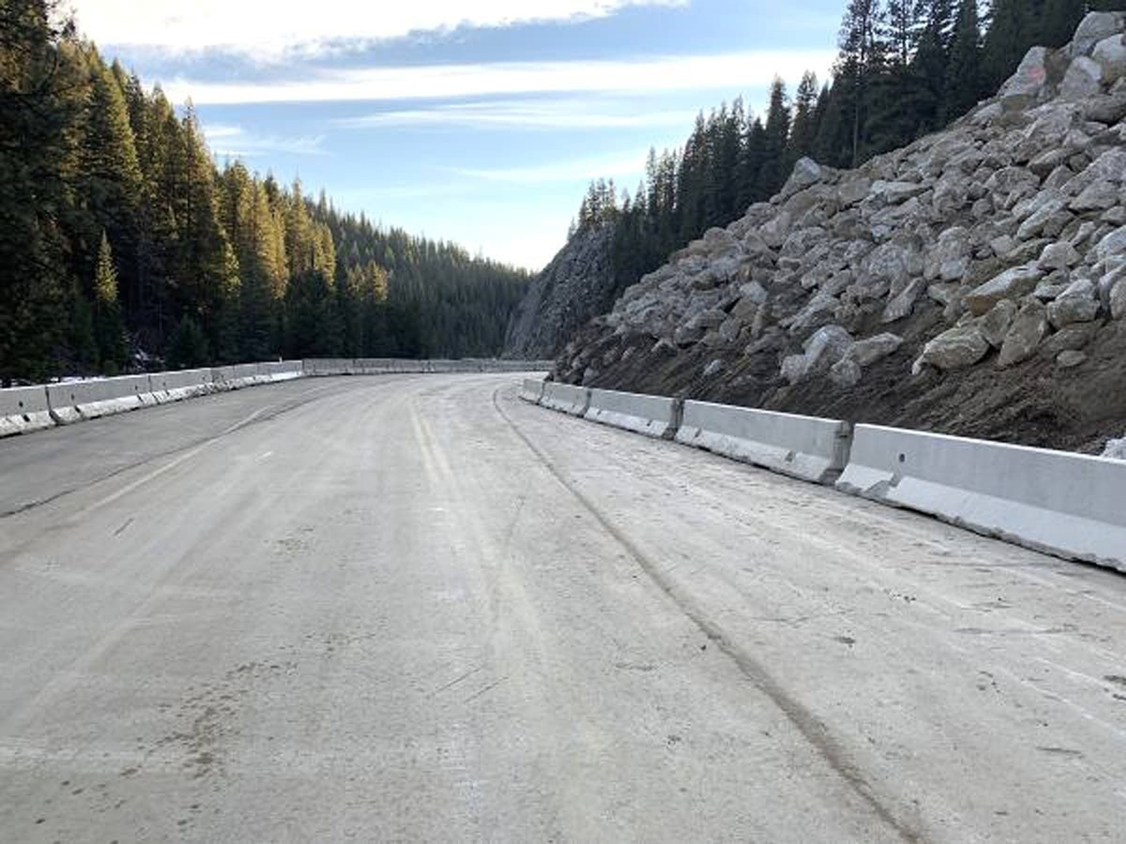 This image of Idaho Highway 55 was taken Sunday after crews spent nearly three weeks cleaning up after a rock slide covered the highway Nov. 18. The road opened to traffic Monday.