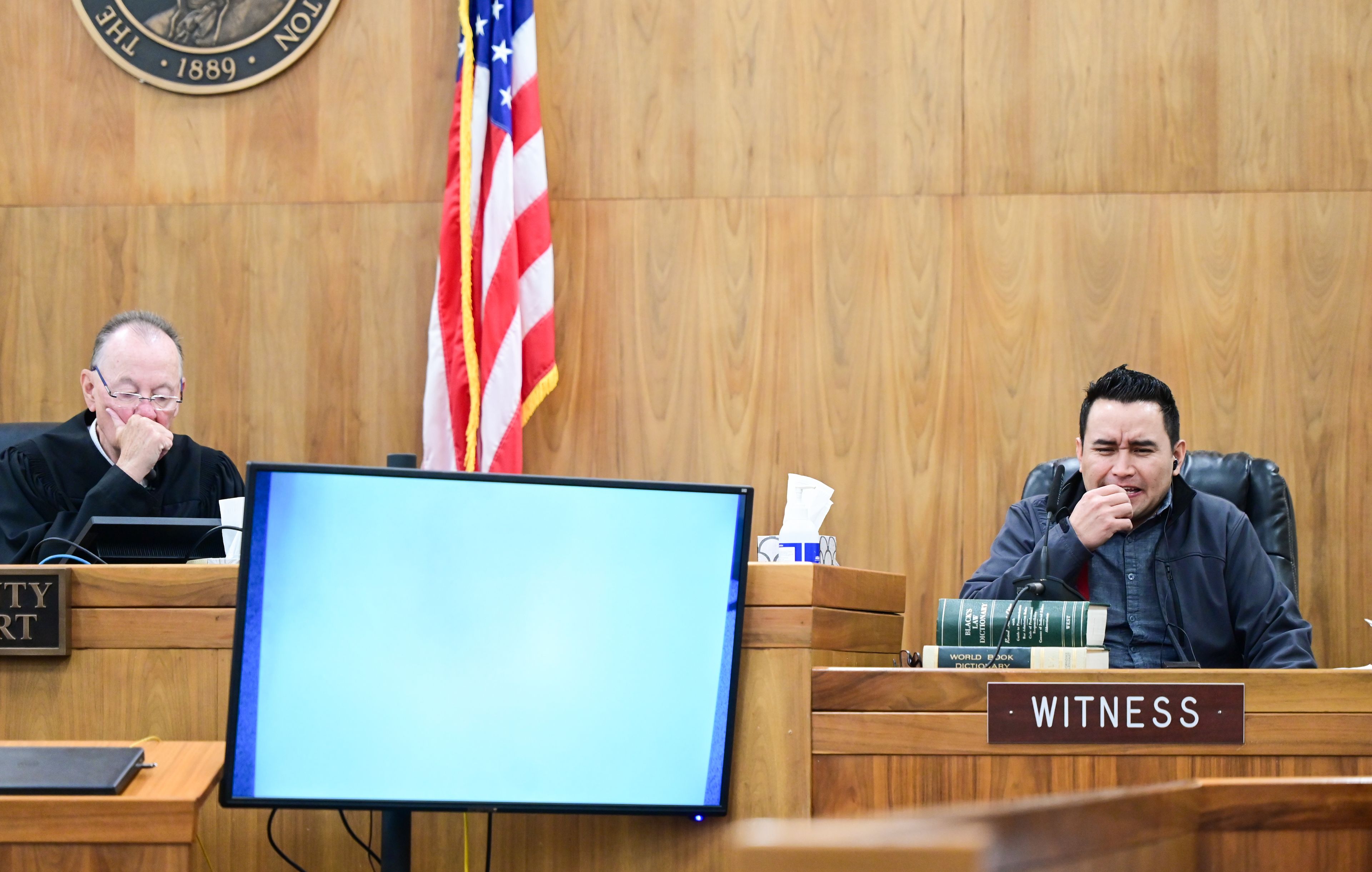 Juan Trejo Perez takes the stand to give a testimony in his felony third-degree child molestation trial in Colfax on Wednesday. Trejo Perez was found guilty by a jury, and will be sentenced at a later date.