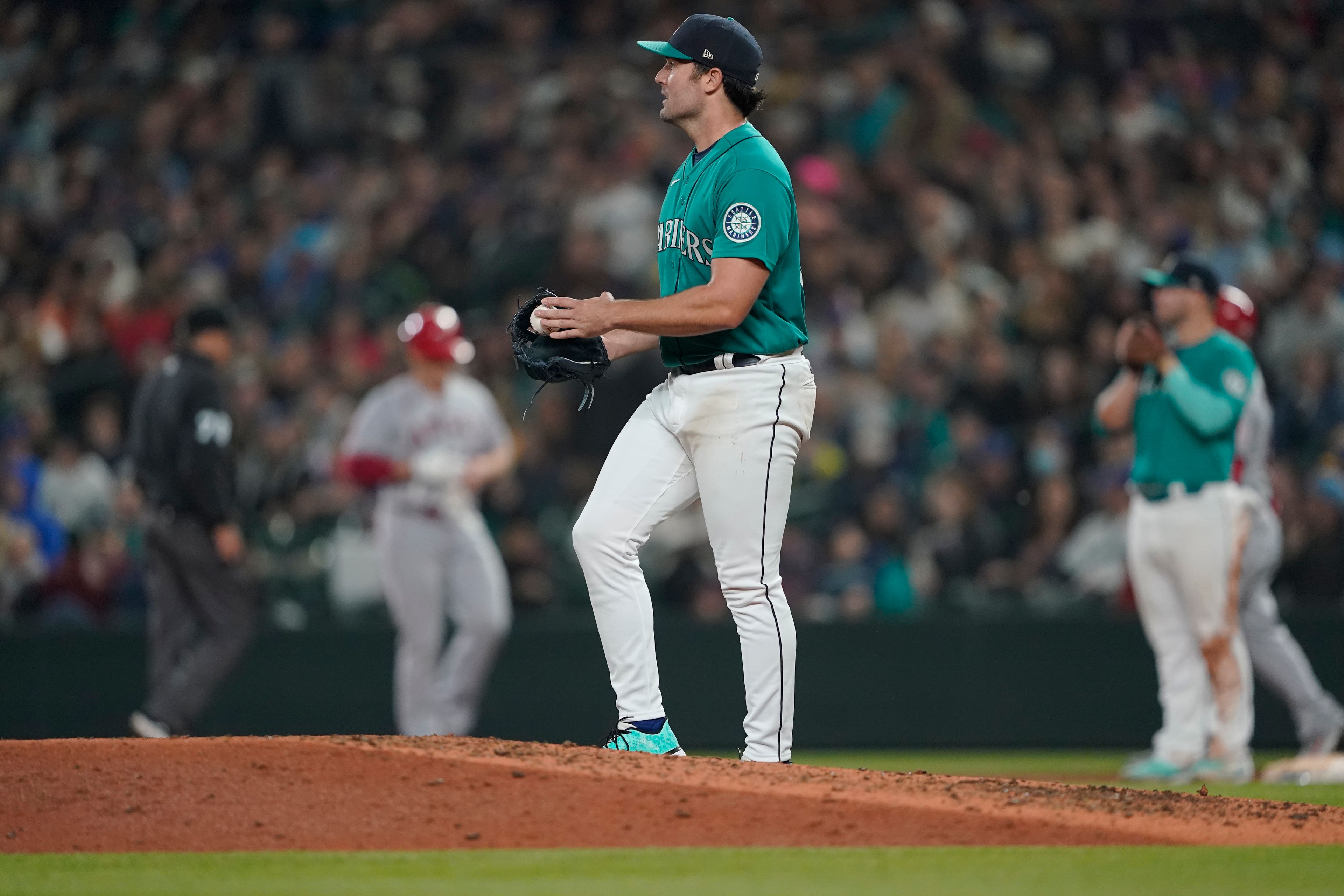 Associated PressMariners starting pitcher Robbie Ray on the mound after a single broke up his no-hitter Friday during the seventh inning of a baseball game.