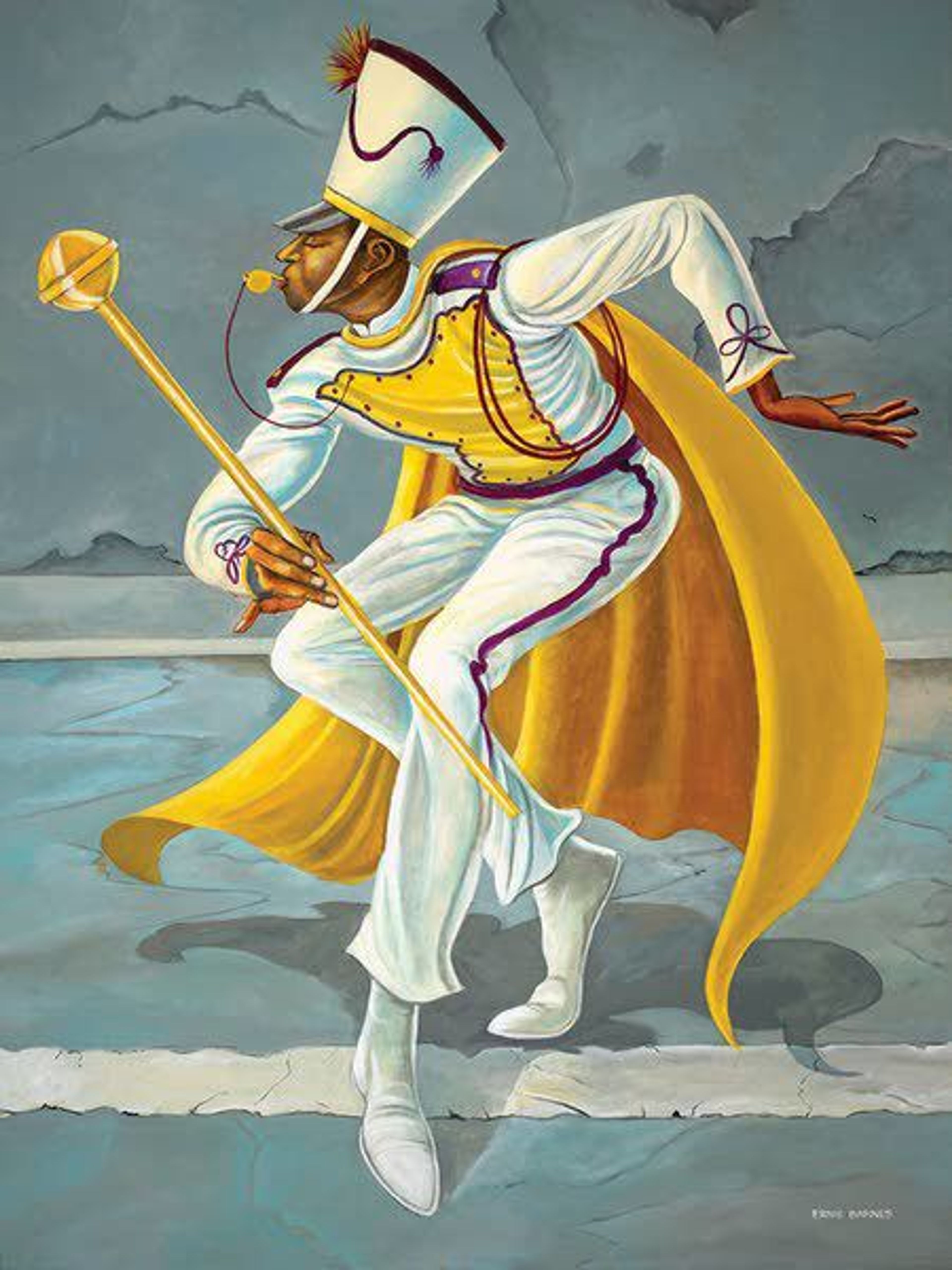 This photo, made available by the Ernie Barnes Family Trust, shows the painting titled “The Drum Major,” created by Ernie Barnes in 2003.