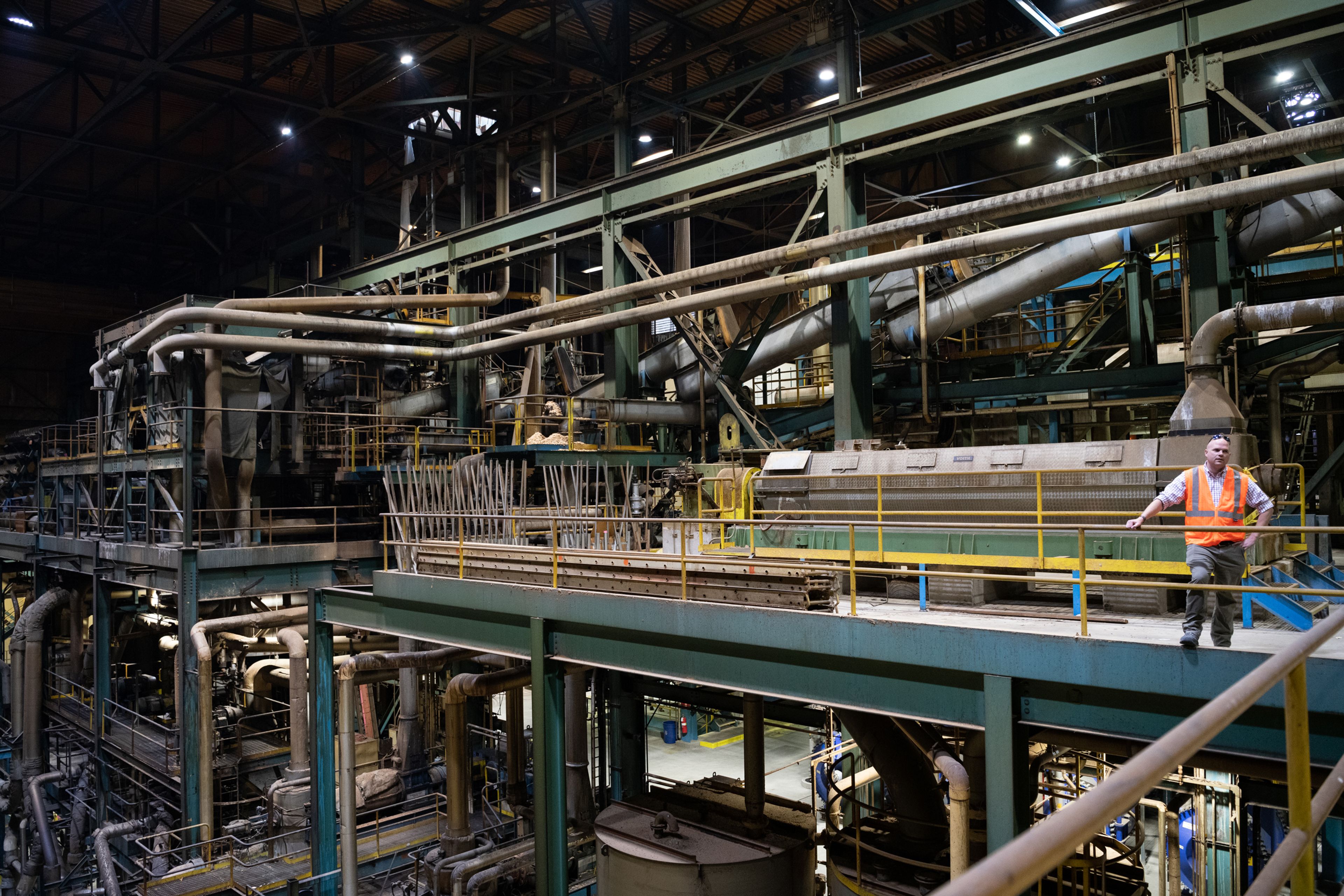 Interior of the Ponderay Newsprint Company at the Merkle Standard cryptocurrency mining facility in Usk, Wash. on Friday, Sept. 9, 2022 (Erick Doxey for InvestigateWest)