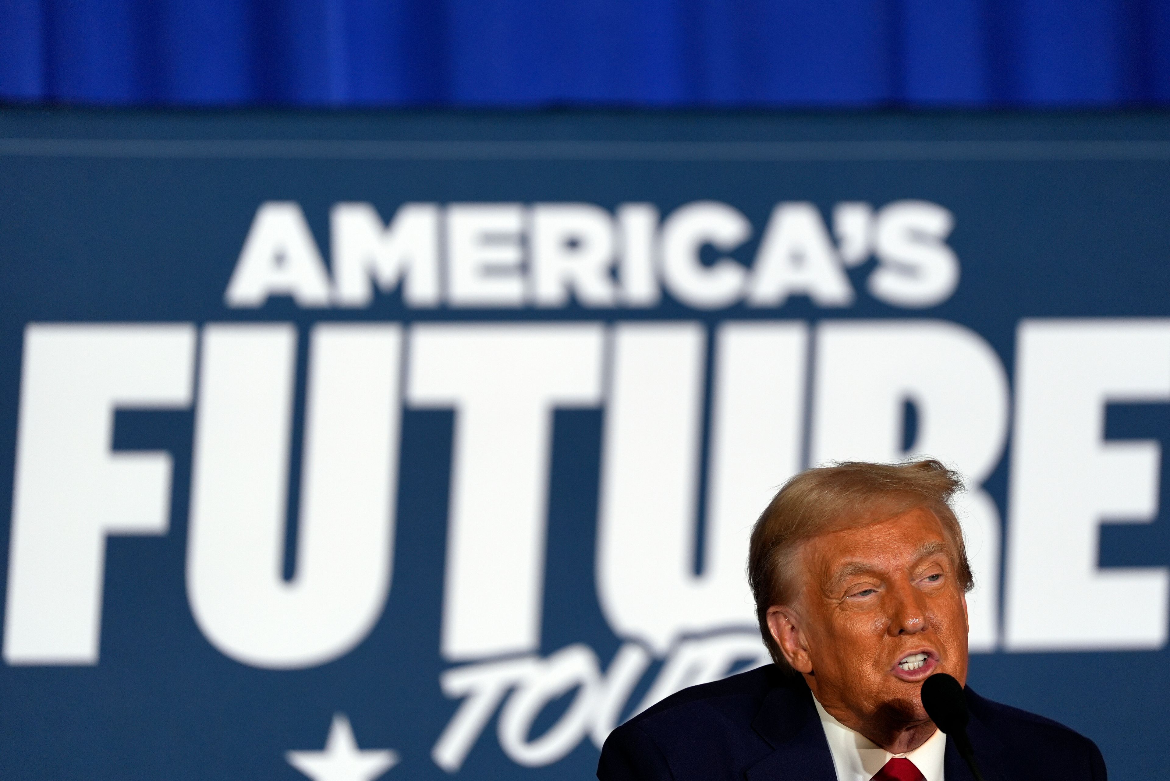 Republican presidential nominee former President Donald Trump speaks during a roundtable at the Drexelbrook Catering & Event Center, Tuesday, Oct. 29, 2024, in Drexel Hill, Pa. (AP Photo/Julia Demaree Nikhinson)