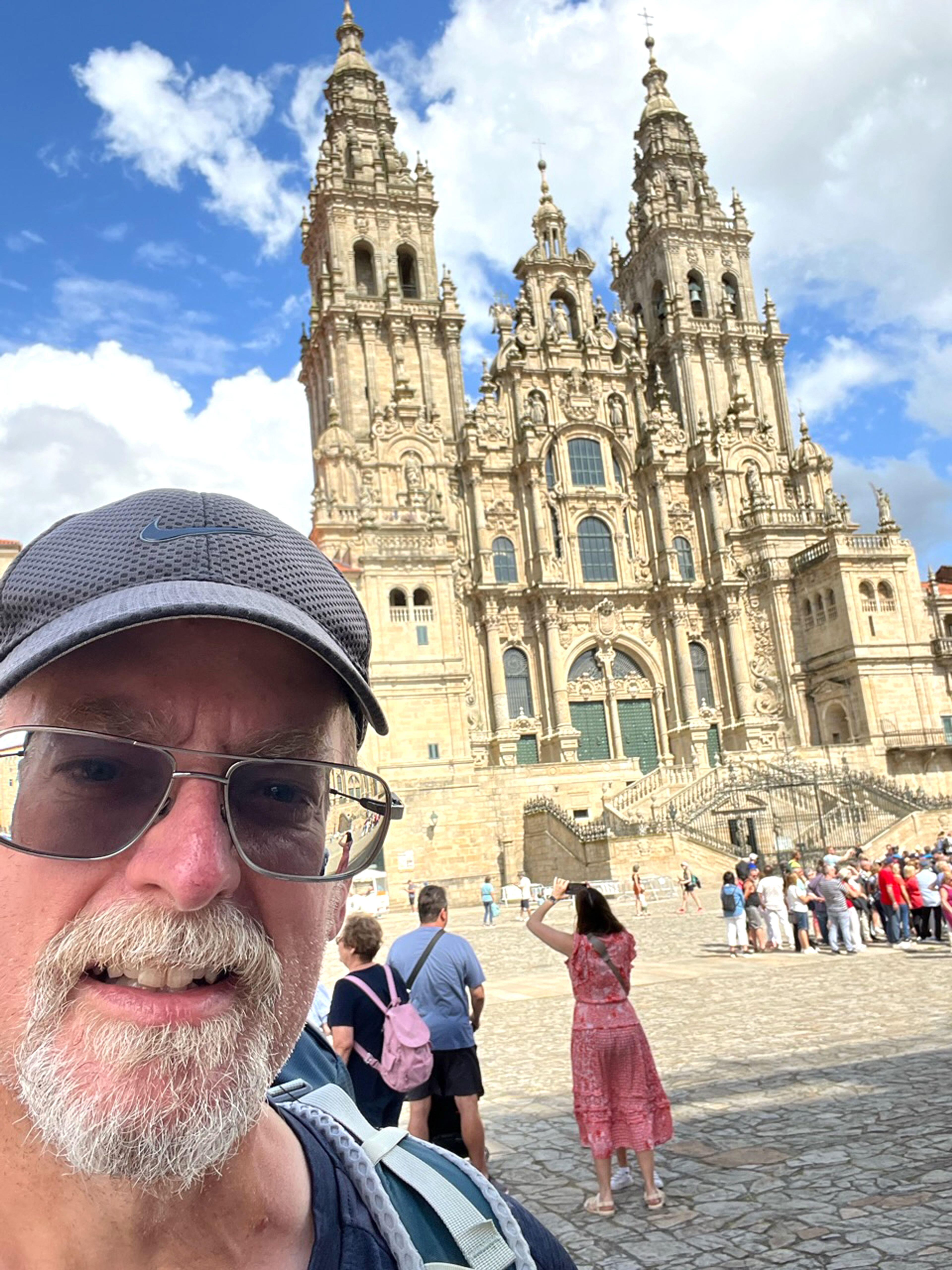 William L. Spence reaches the end of his journey at Santiago de Compostela.