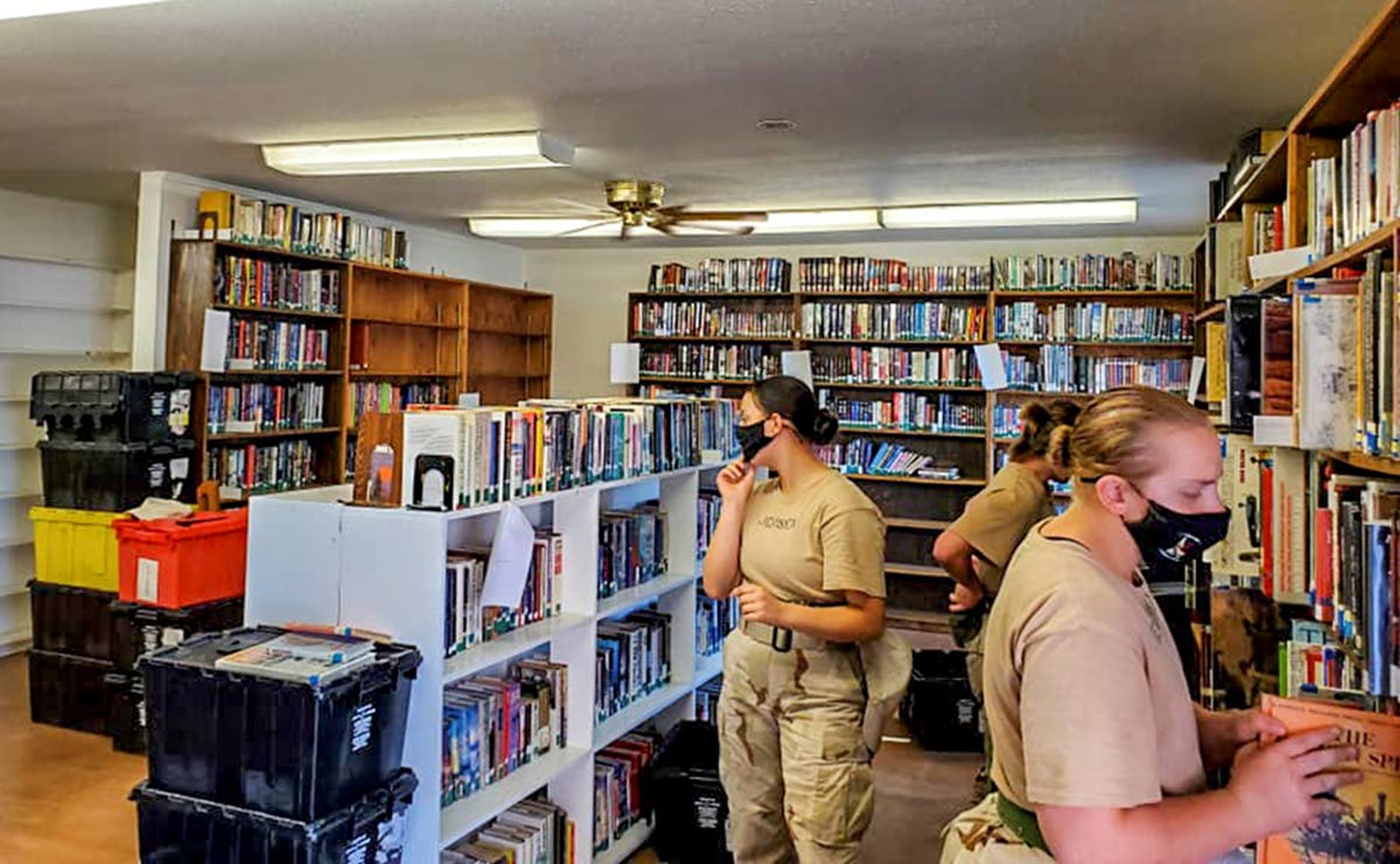 The Elk River Free Library is put back together after its remodel with the help of the Idaho Youth ChalleNGe Academy.