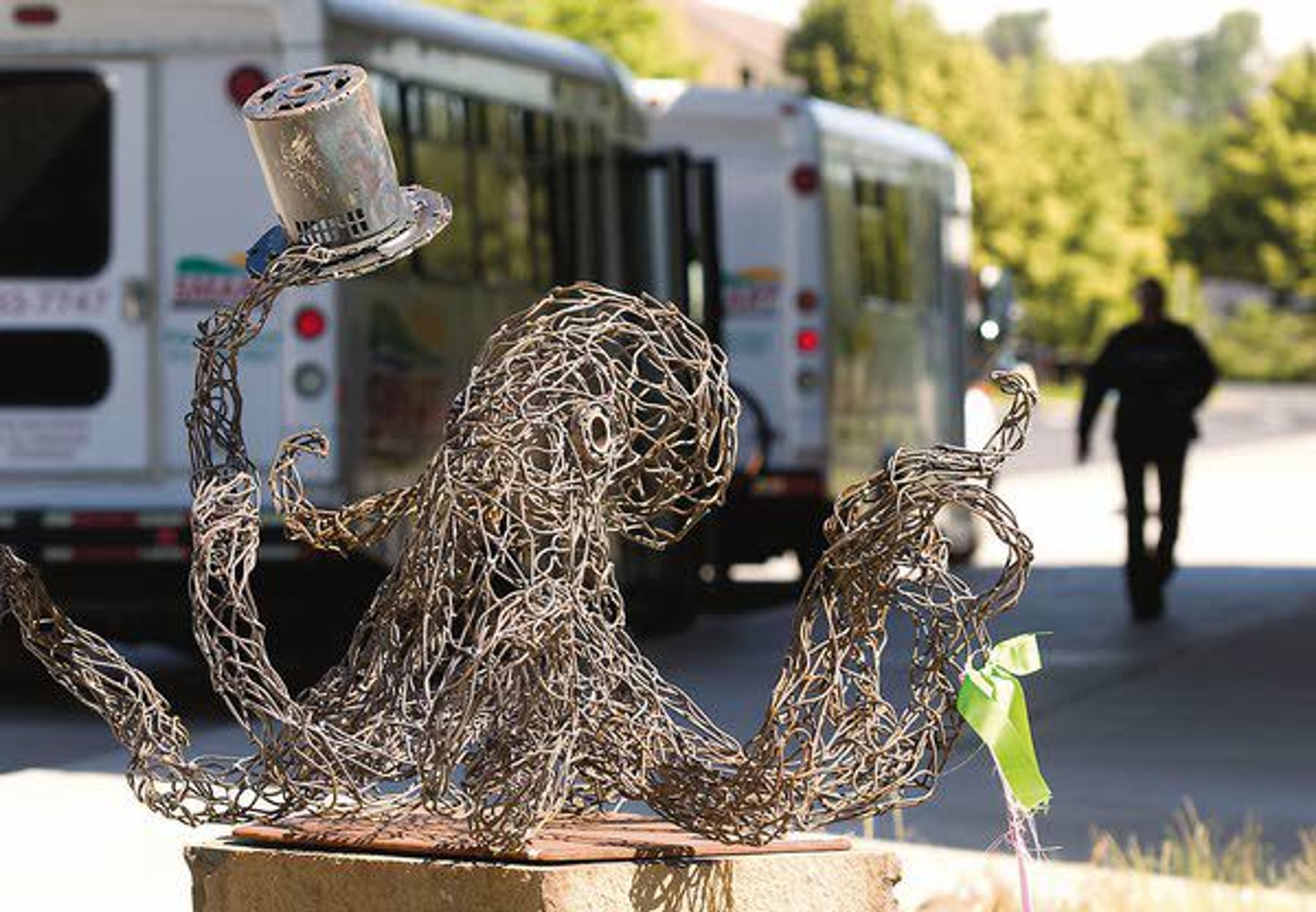 “The Gentleman,” by Talitha Davis, is part of a show at the sculpture garden outside the Moscow Intermodal Transit Center.