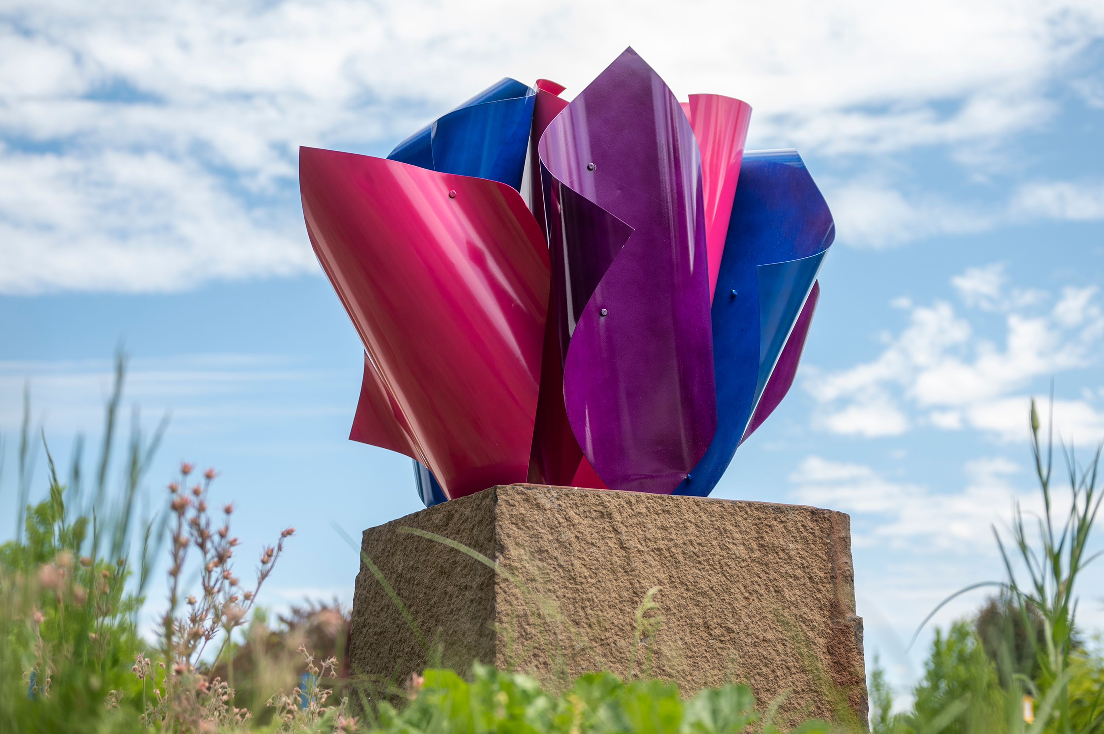 Artwork is displayed in the Sculpture Garden outside of Moscow’s Intermodal Transit Center. The Sculpture Garden was created by the City of Moscow Arts Department in 2012.